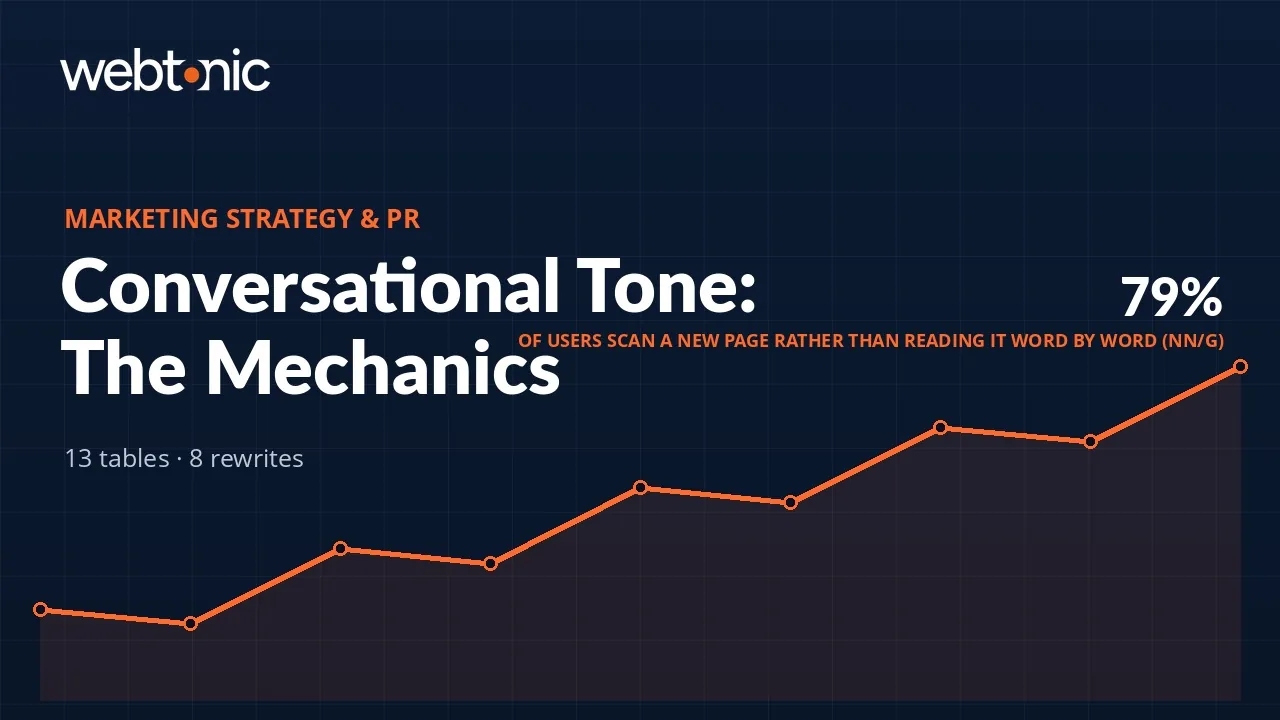 Conversational Tone in Writing: The Mechanics, Not the Vibe — Web Tonic blog thumbnail