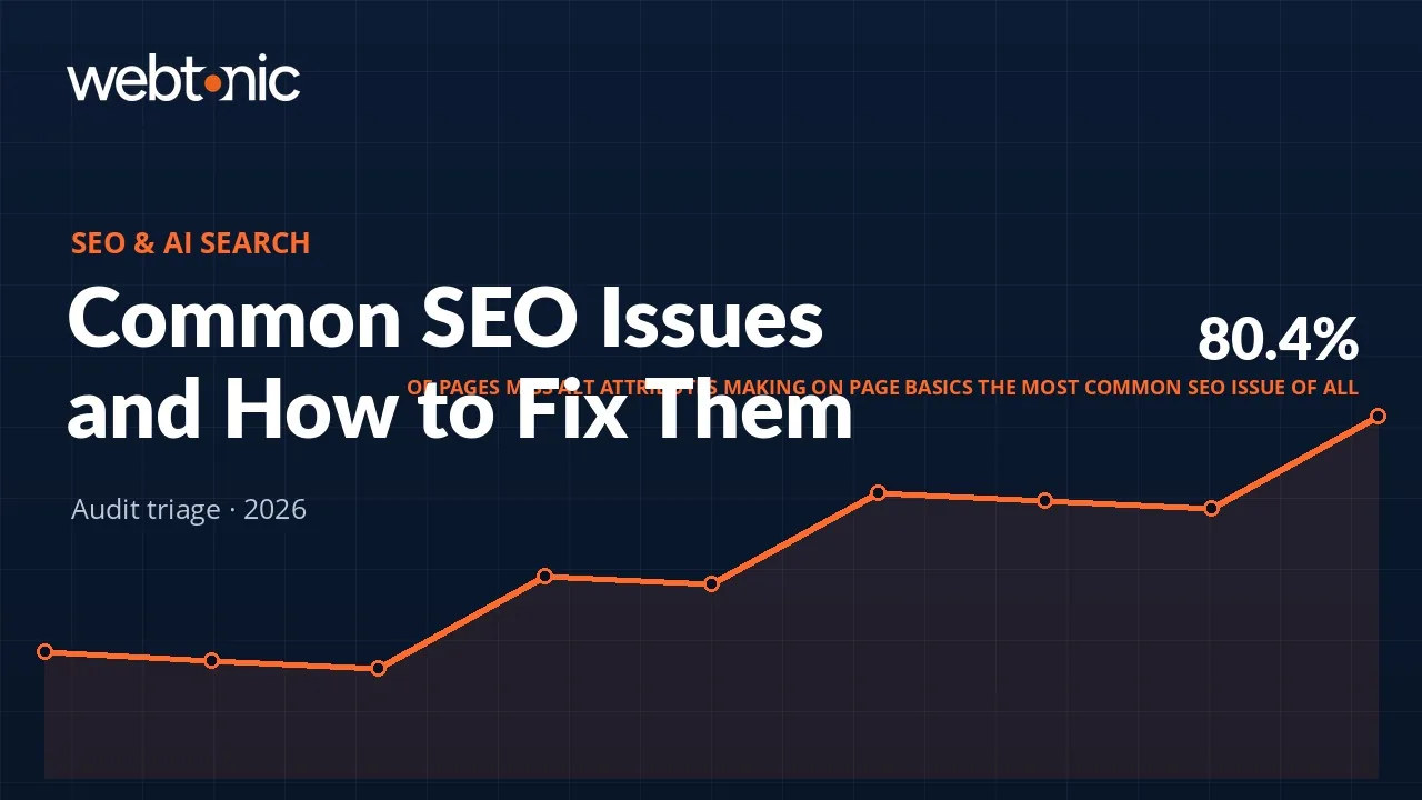 Common SEO Issues: A Severity-Ranked Triage List and the Fix for Each — Web Tonic blog thumbnail