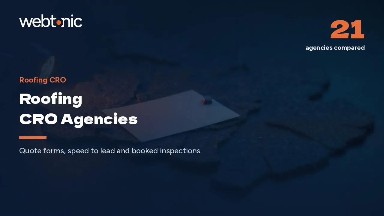 Two Minutes to Booked: 21 Roofing CRO Agencies in 2026 — Web Tonic blog thumbnail