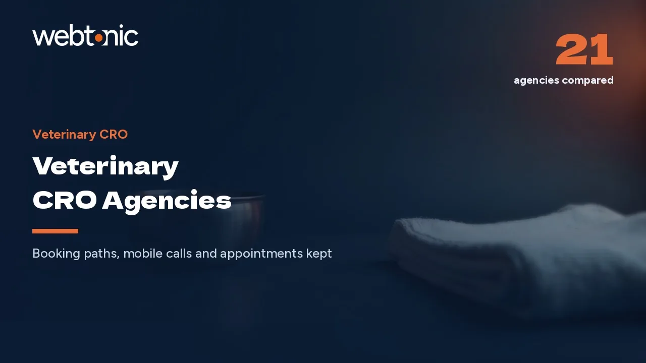 The Booking Page Owners Never Finish: 21 Vet CRO Firms 2026 — Web Tonic blog thumbnail