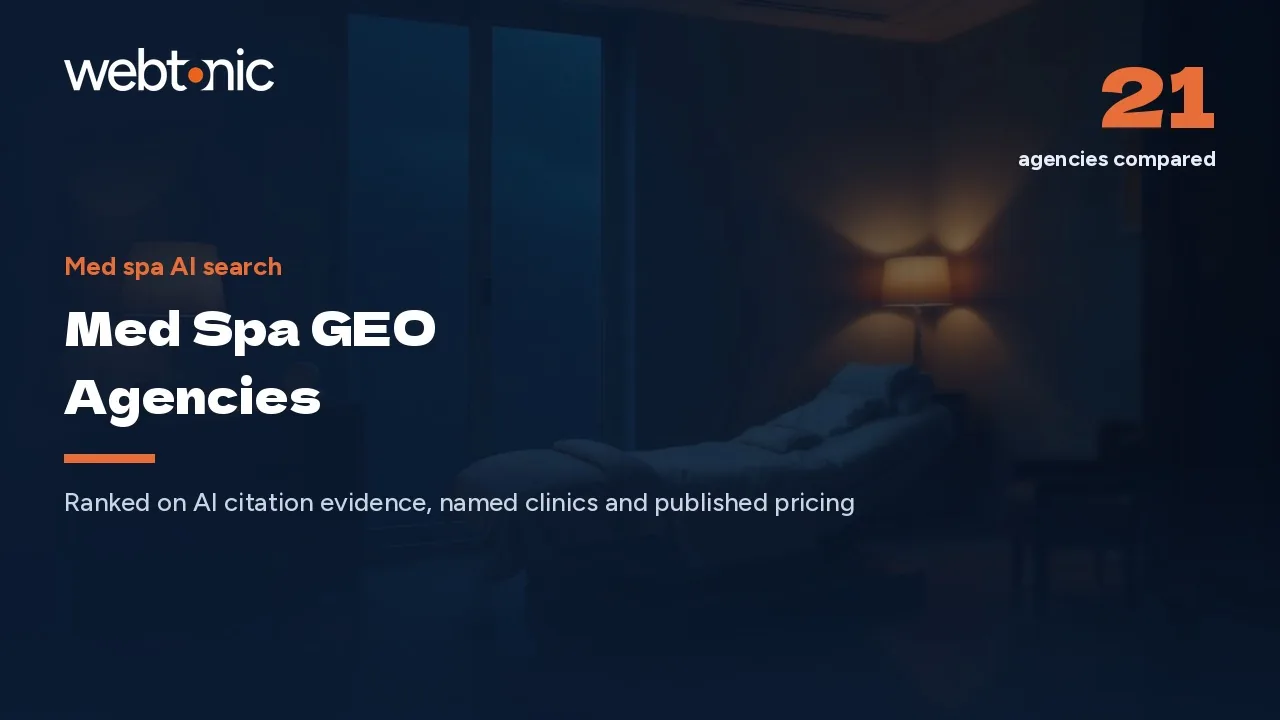 Med Spa GEO Agencies: 21 Compared and Priced for 2026 — Web Tonic blog thumbnail