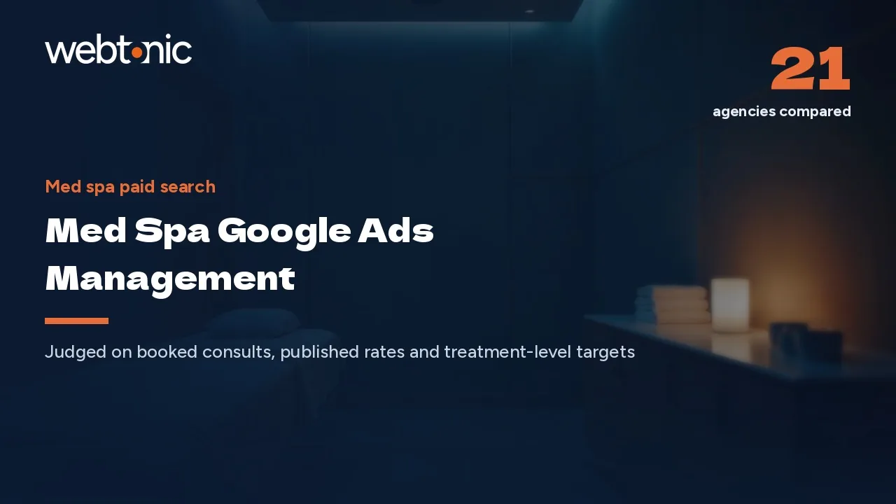Botox Clicks, Booked Consults: 20 Med Spa Google Ads Firms in 2026 — Web Tonic blog thumbnail