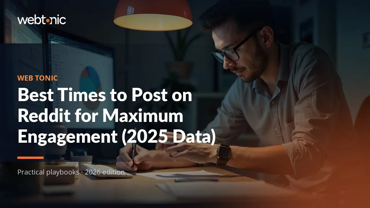 Editorial hero image for the Web Tonic article Best Times to Post on Reddit for Maximum Engagement (2025 Data)