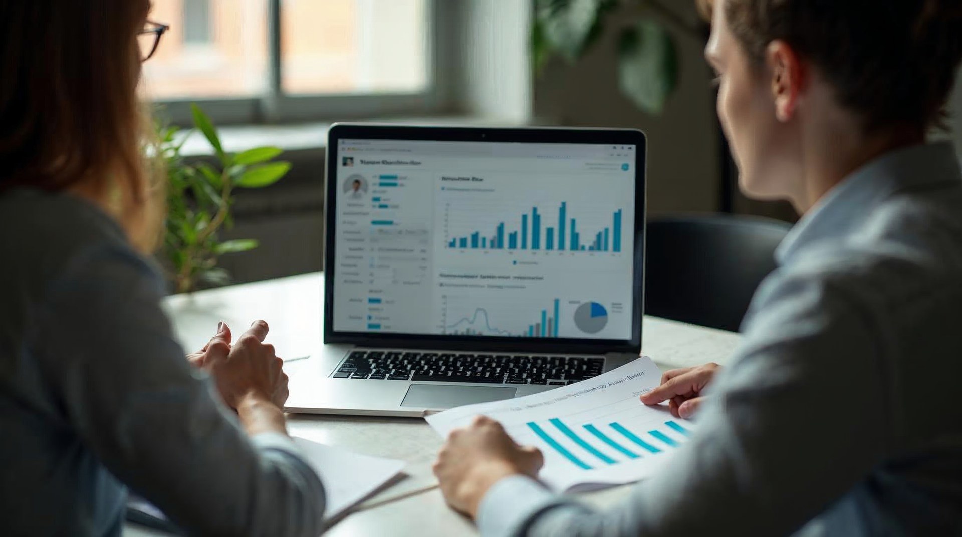 Monthly revenue review beside a laptop of pipeline data