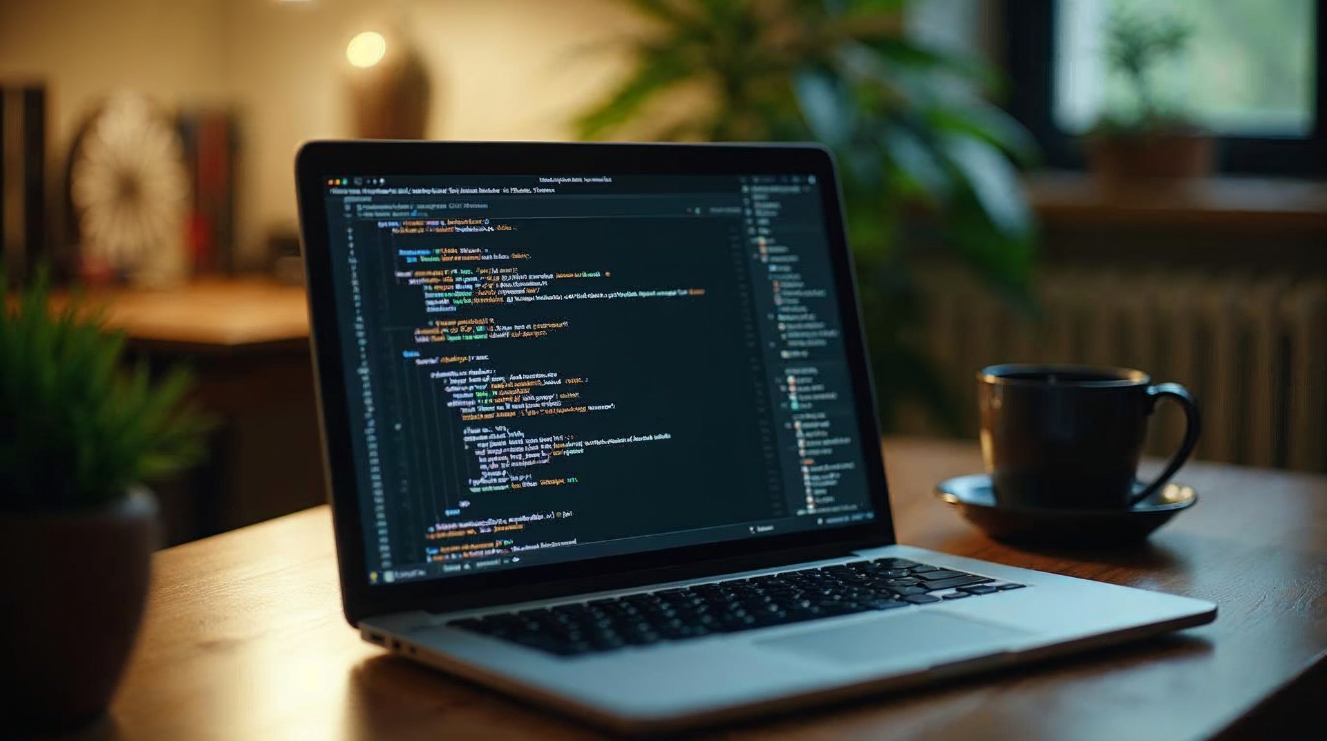 Code editor with the test suite running on a build