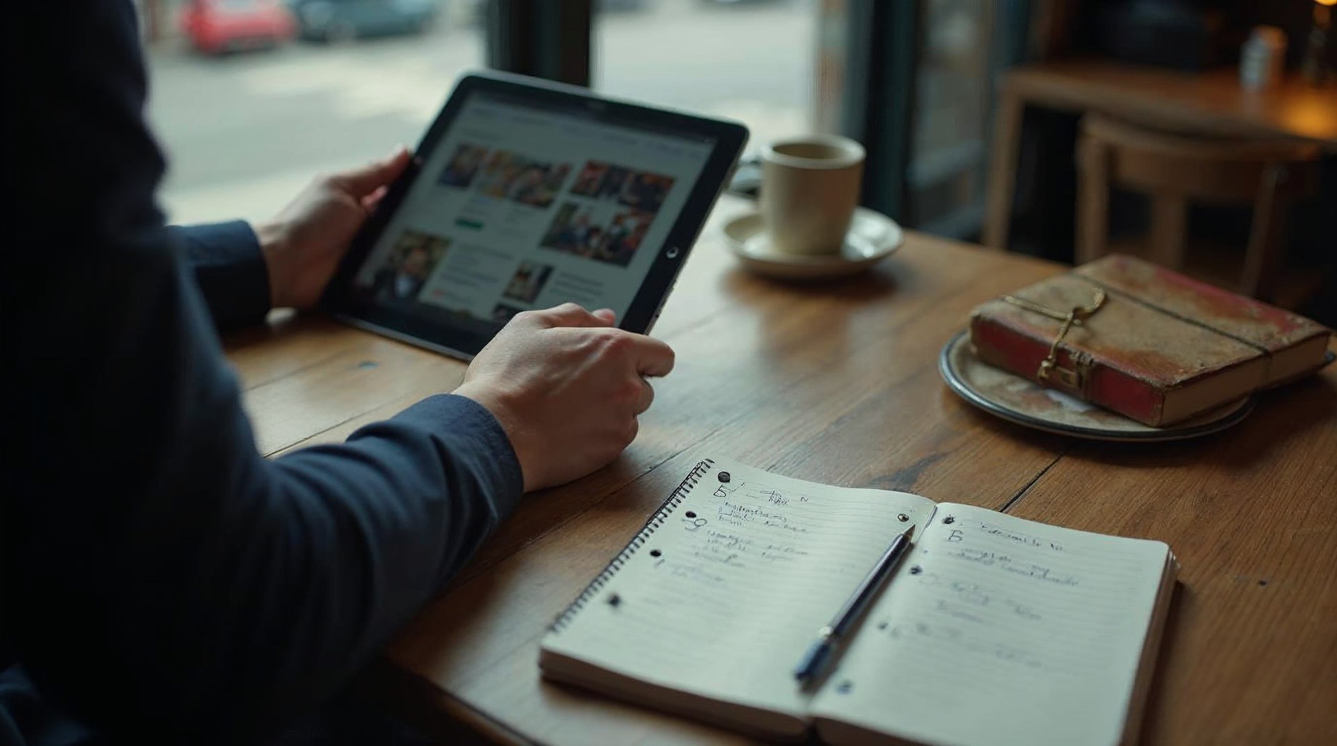 Competitor ad review with hooks written out by hand