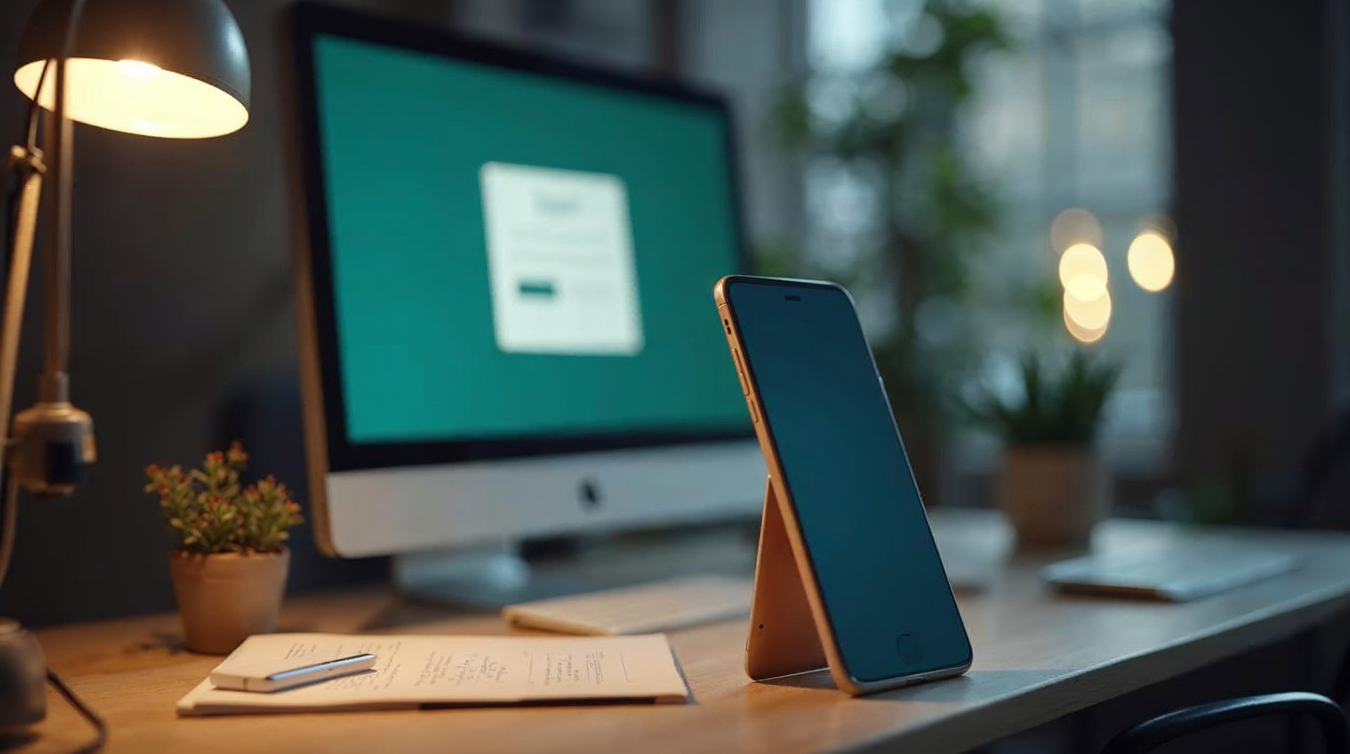 Phone propped against a monitor showing a form being tested