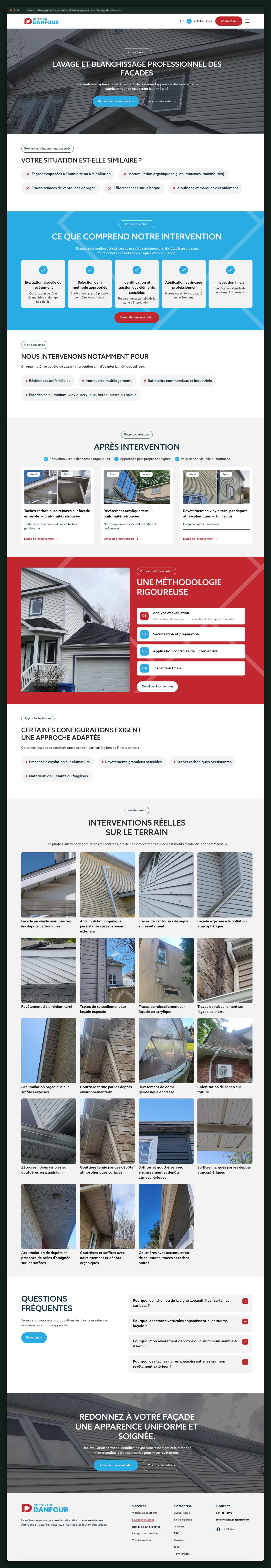 Facade washing service page — full page