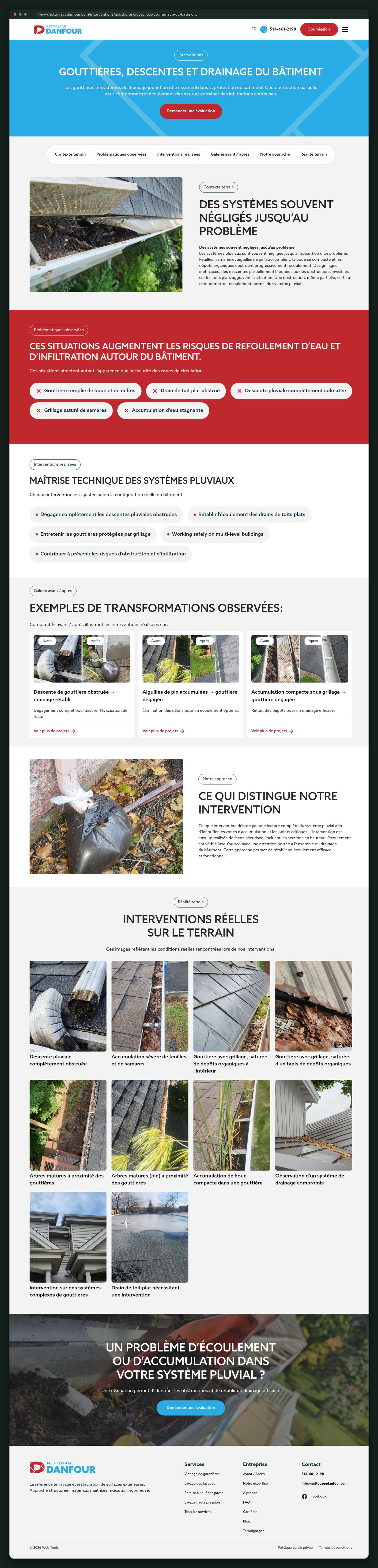 Gutters & building drainage page — full page