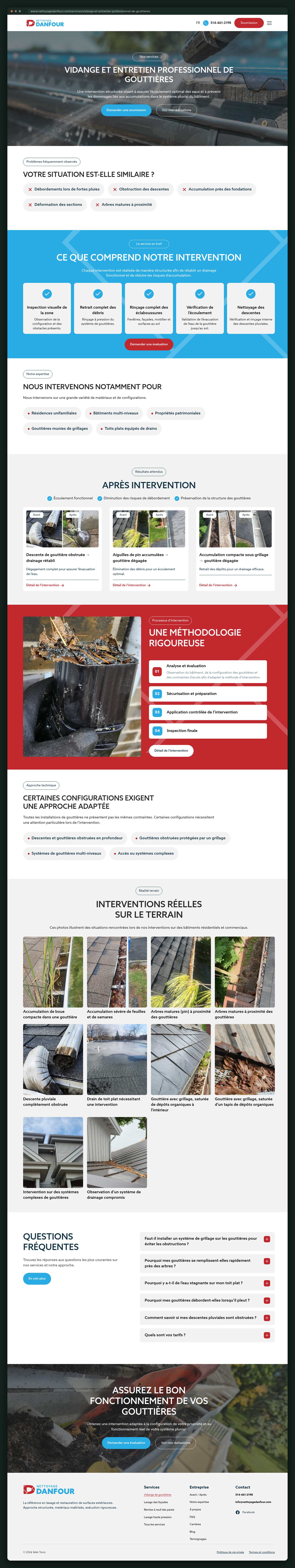 Gutter cleaning service page — full page