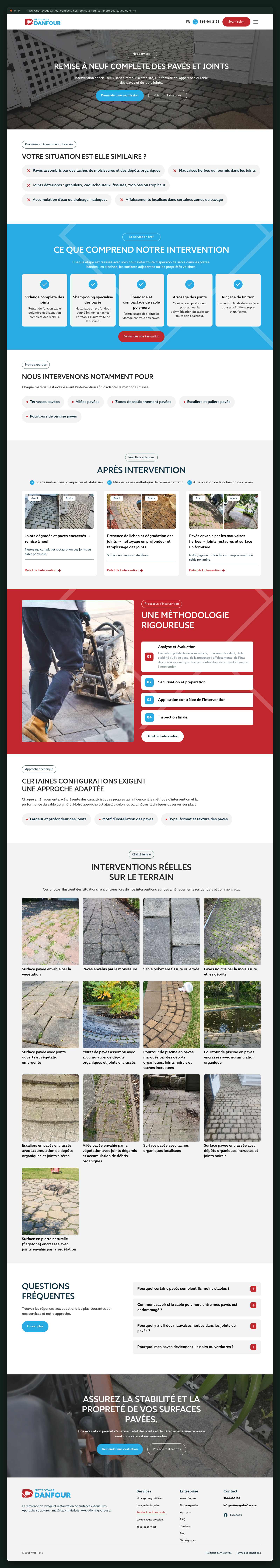 Paver restoration service page — full page