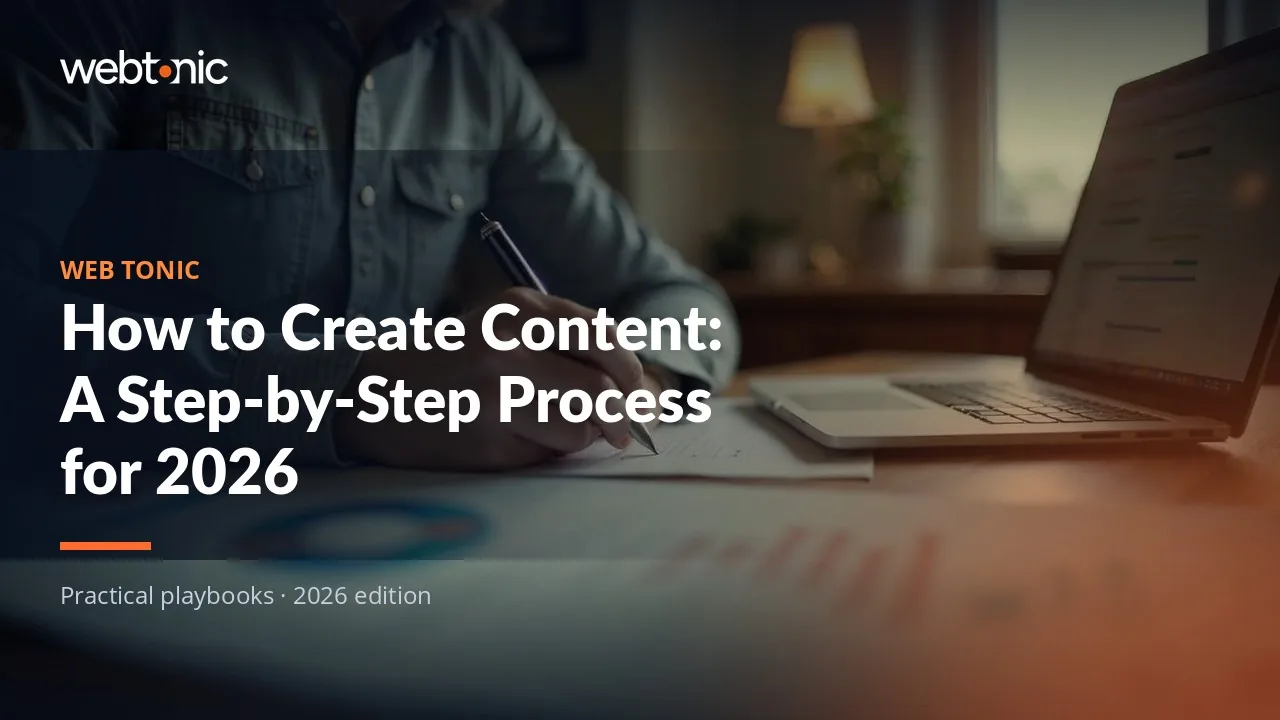 Editorial hero image for the Web Tonic article How to Create Content: A Step-by-Step Process for 2026