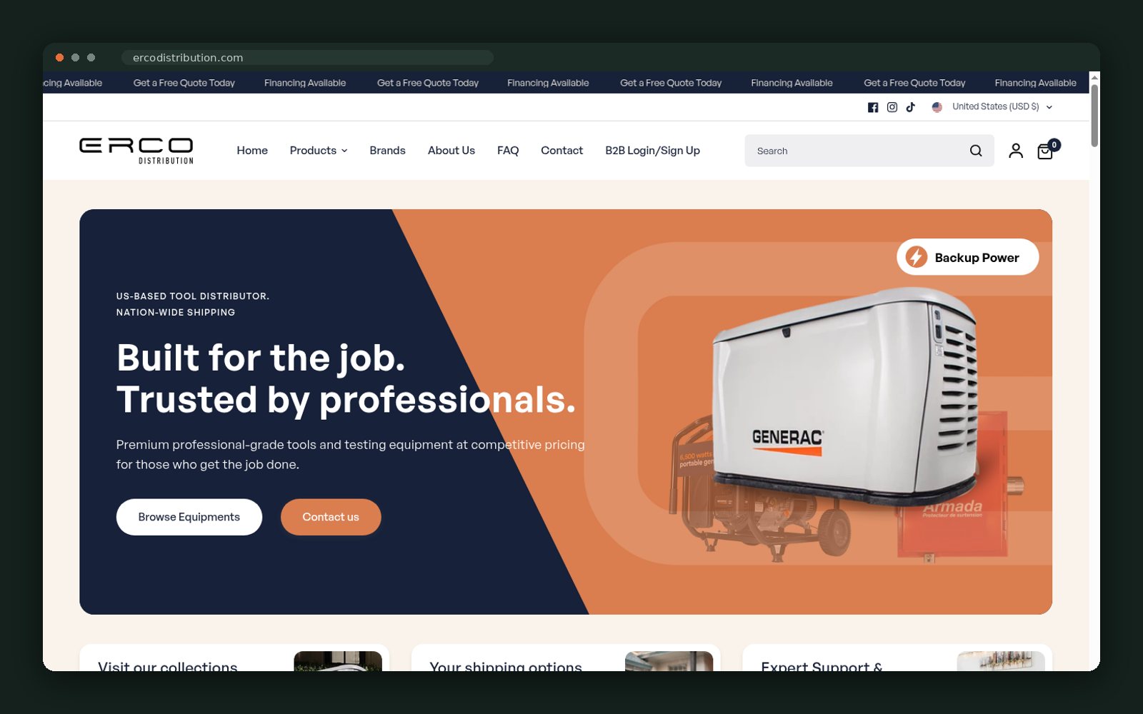 Erco Distribution website — screen 2
