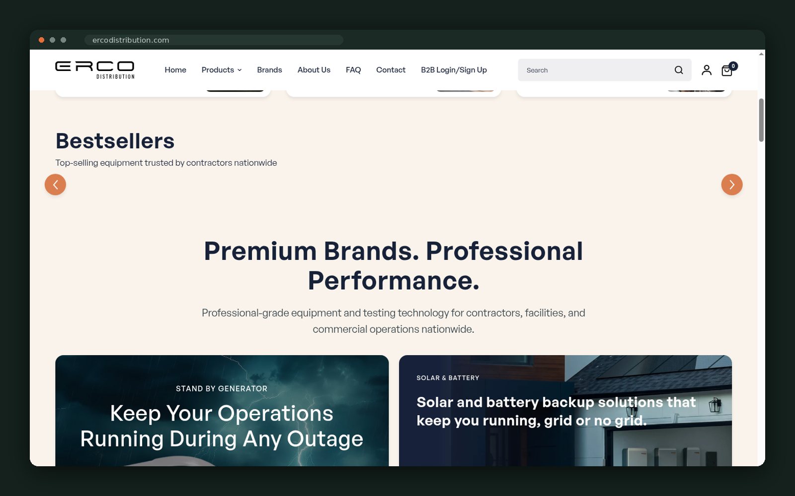 Bestsellers and premium brands section