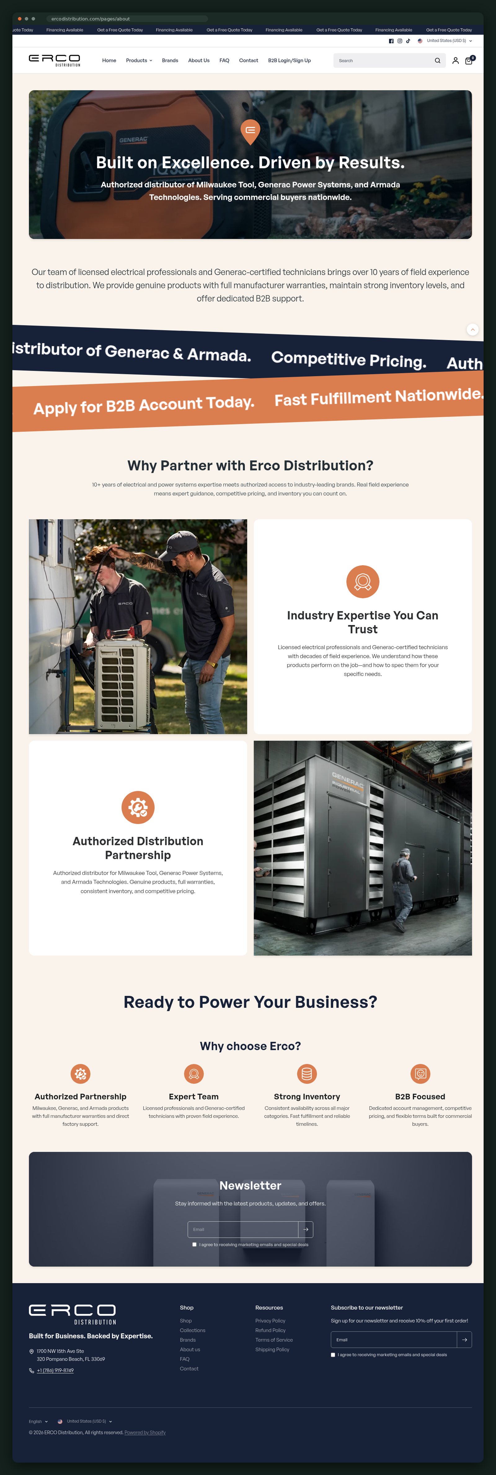 About page, full page