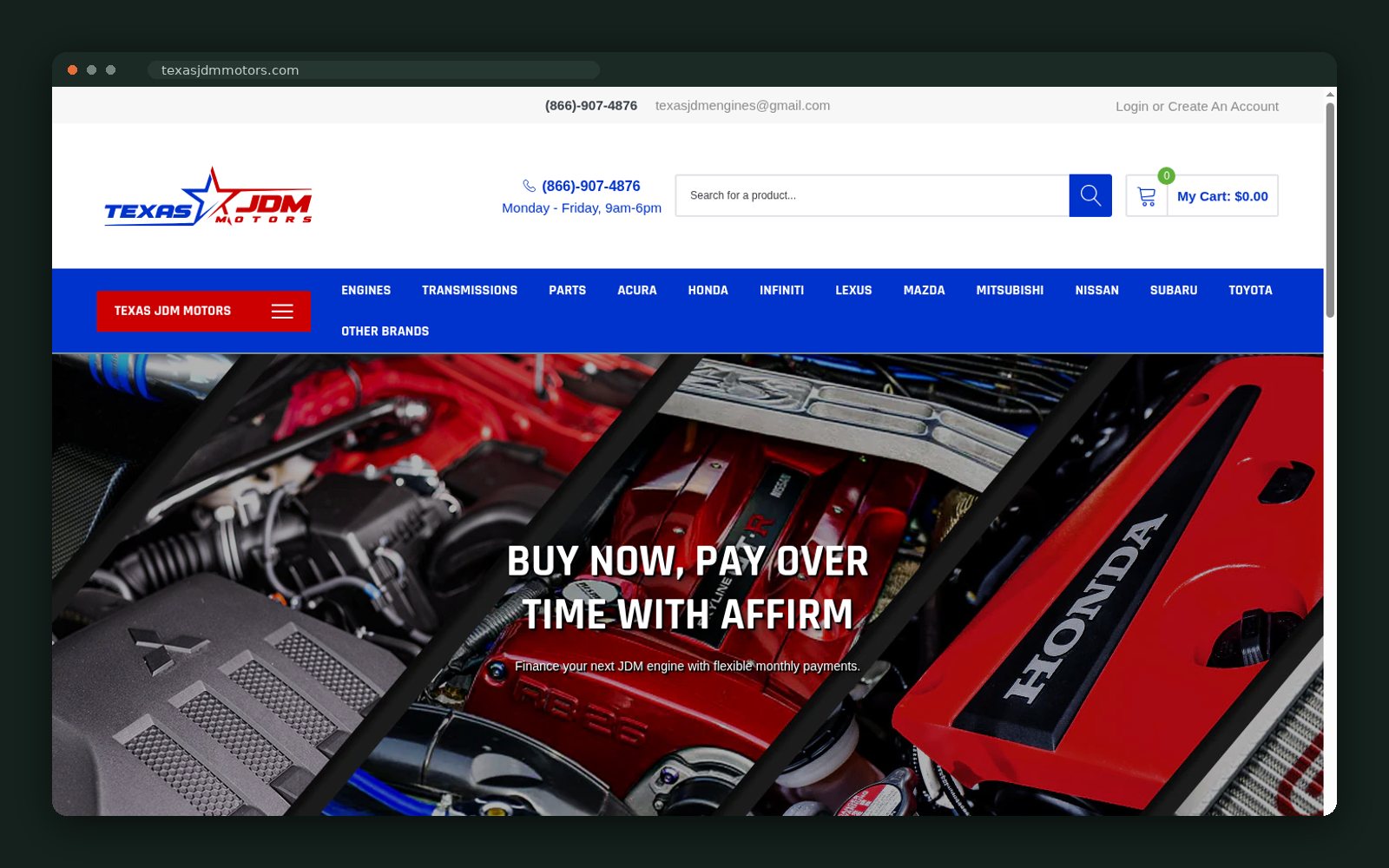 Texas JDM Motors website — screen 5