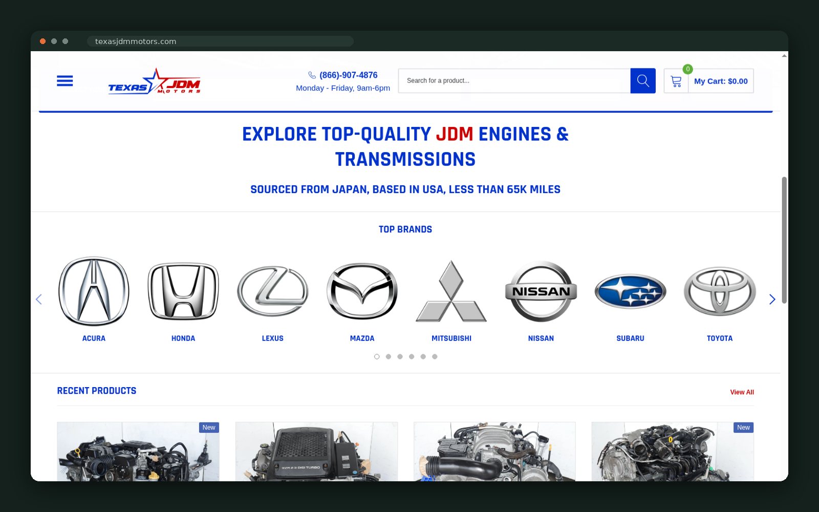 Texas JDM Motors website — screen 2