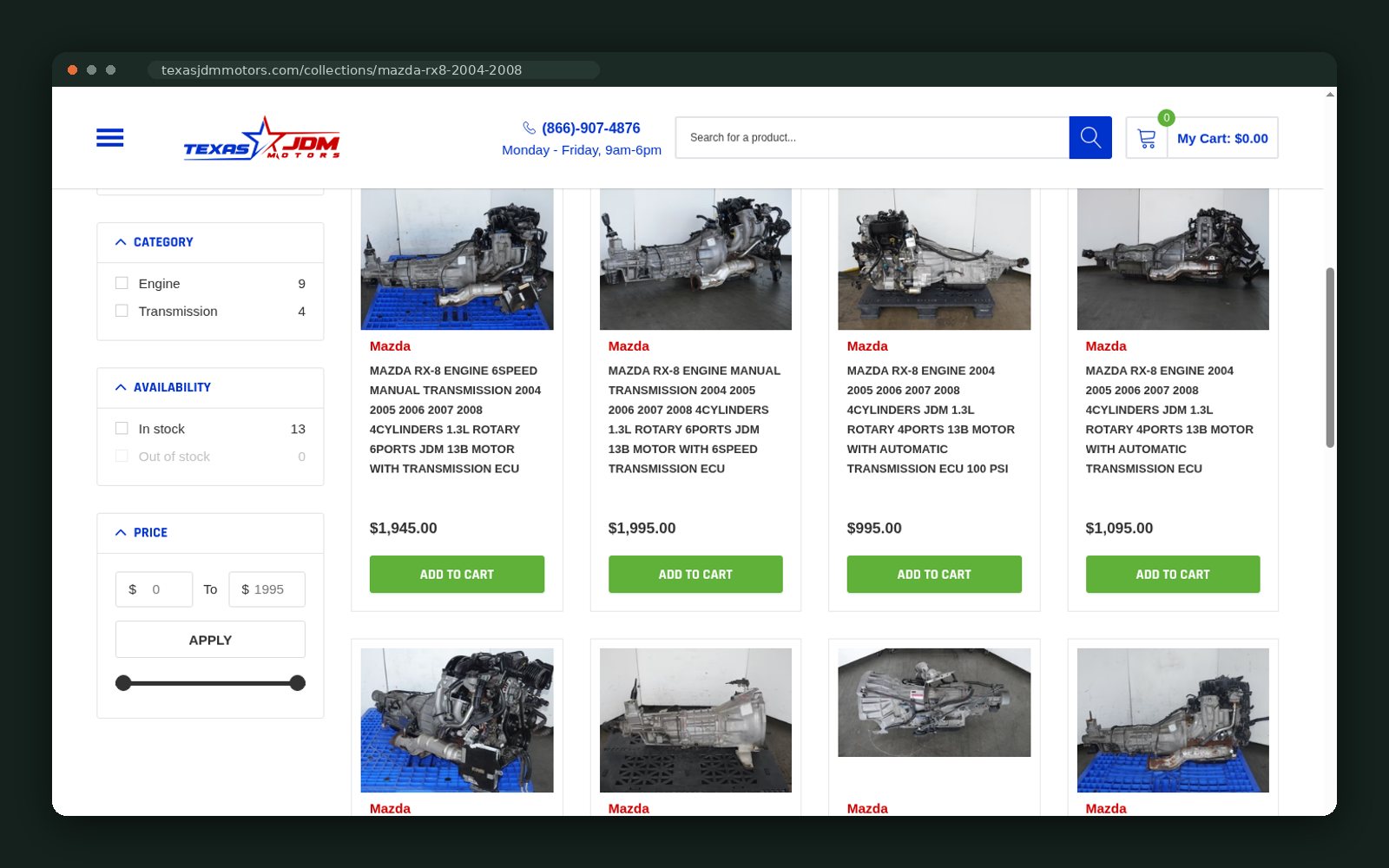 Texas JDM Motors website — screen 3