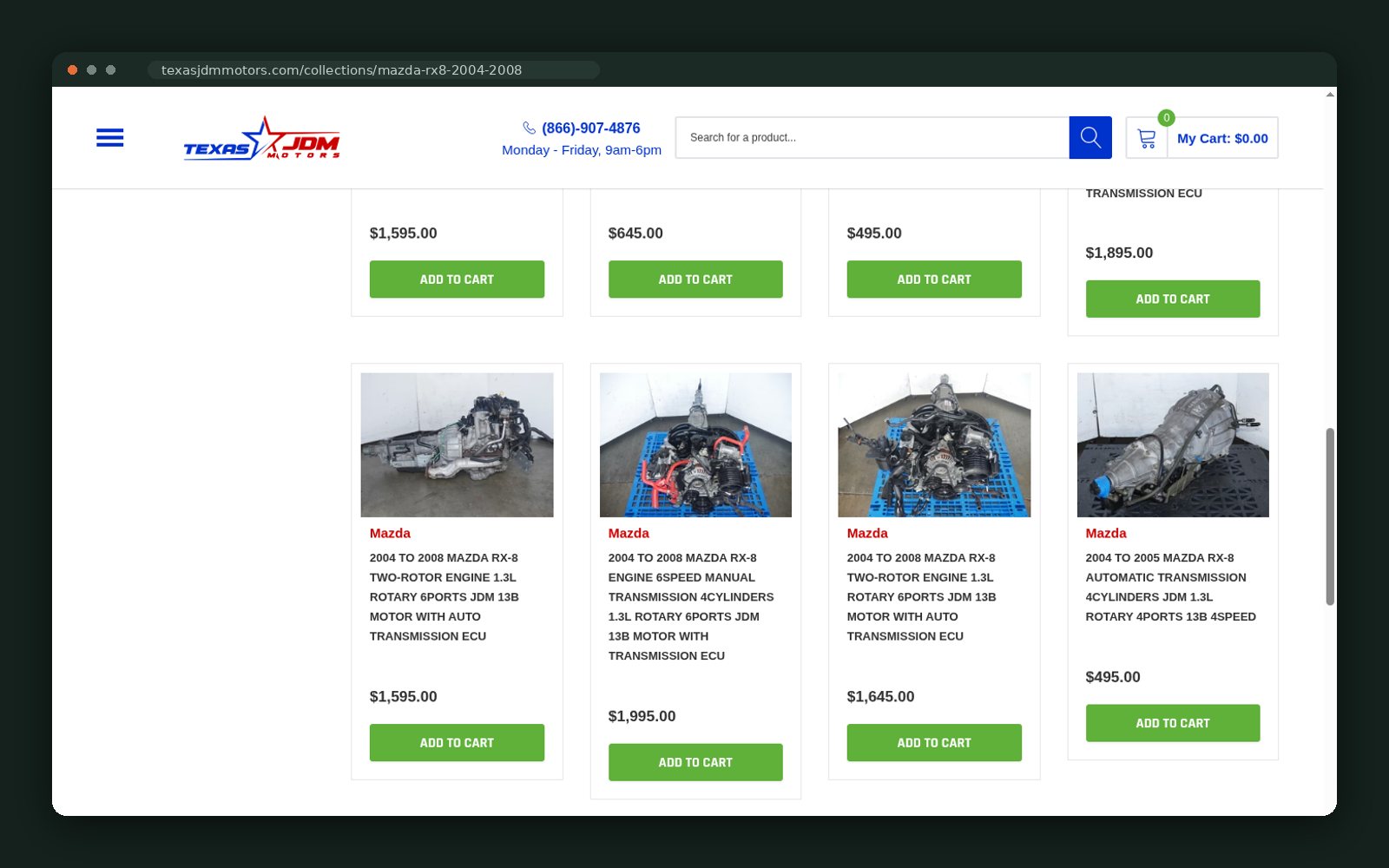 Priced engine and transmission listings
