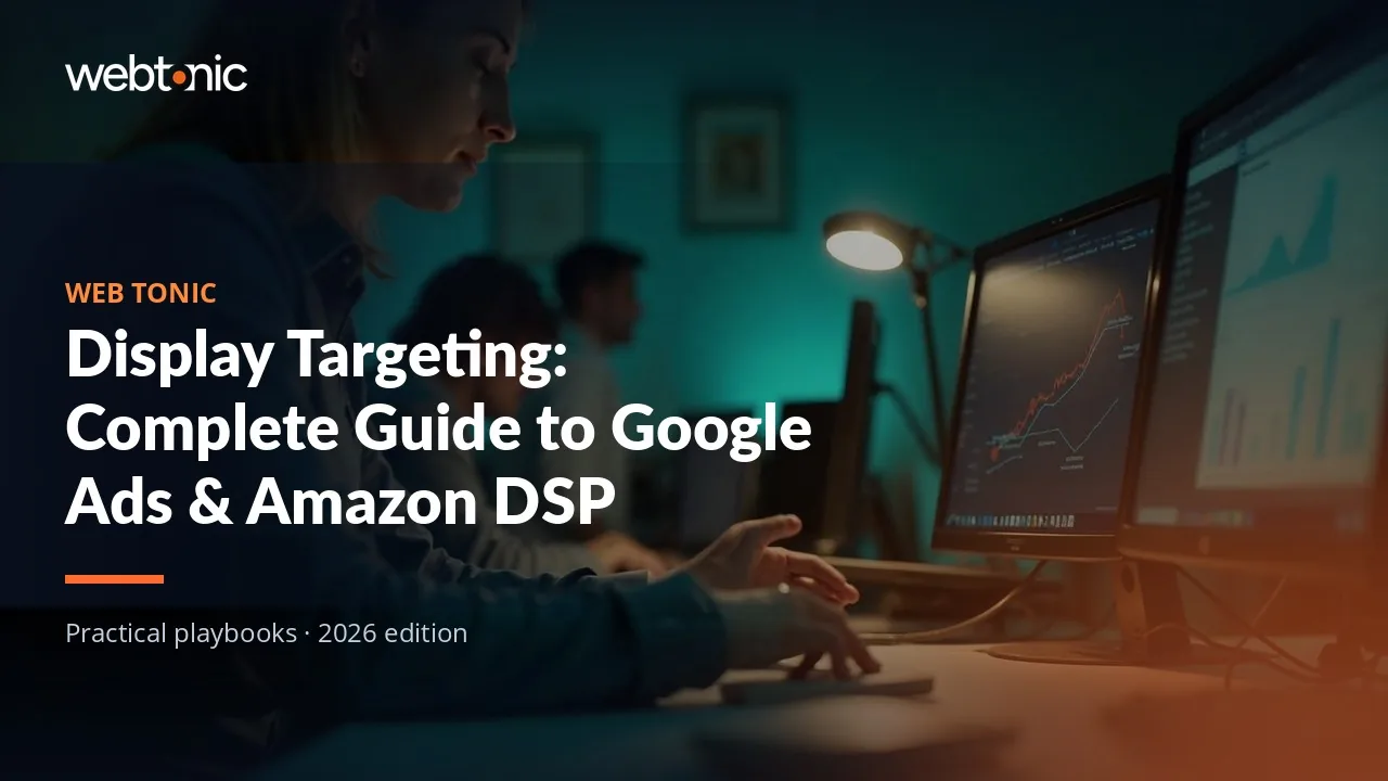 Editorial hero image for the Web Tonic article Display Targeting: Complete Guide to Google Ads & Amazon DSP
