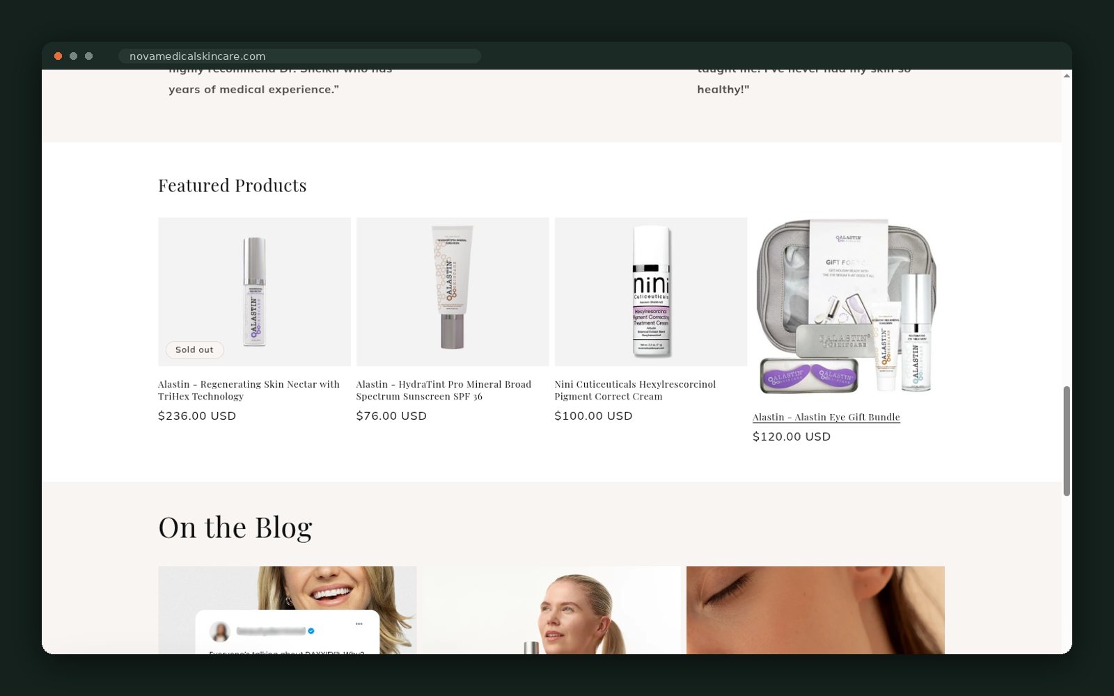Featured medical-grade products and blog