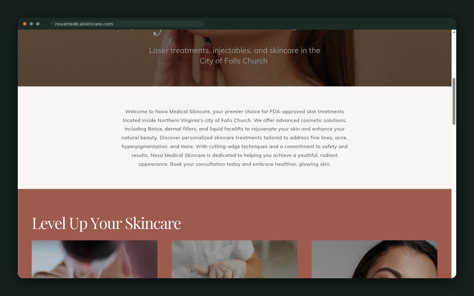 Editorial skincare mosaic on the homepage