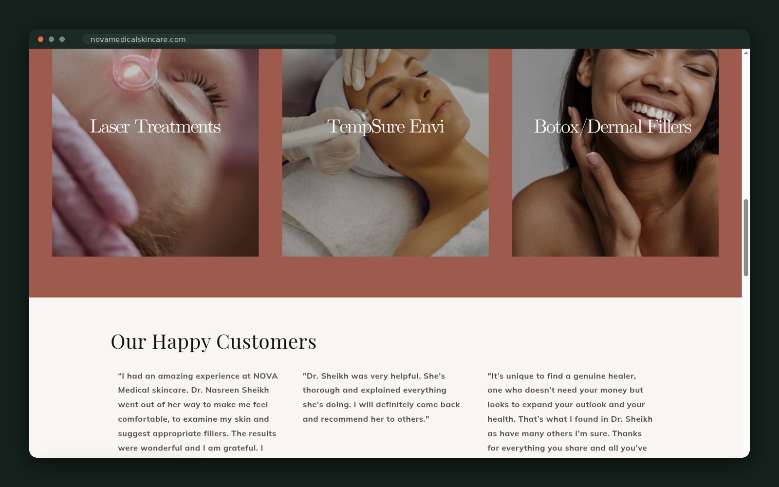 Nova Medical Skincare website — screen 5