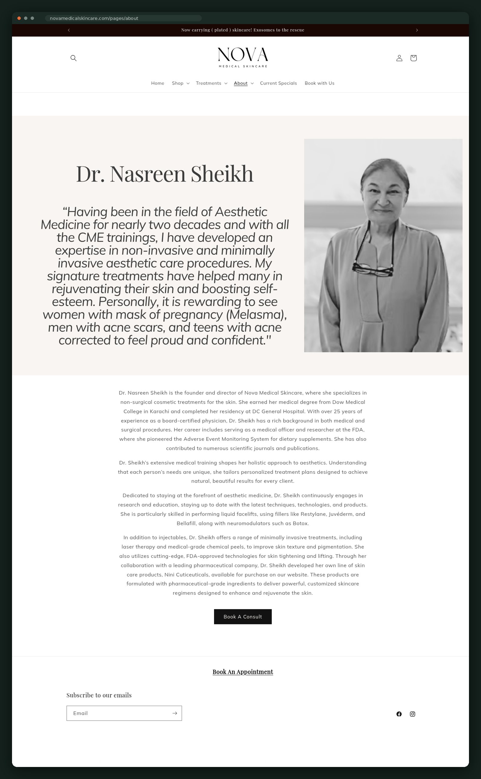 Nova Medical Skincare website — screen 4