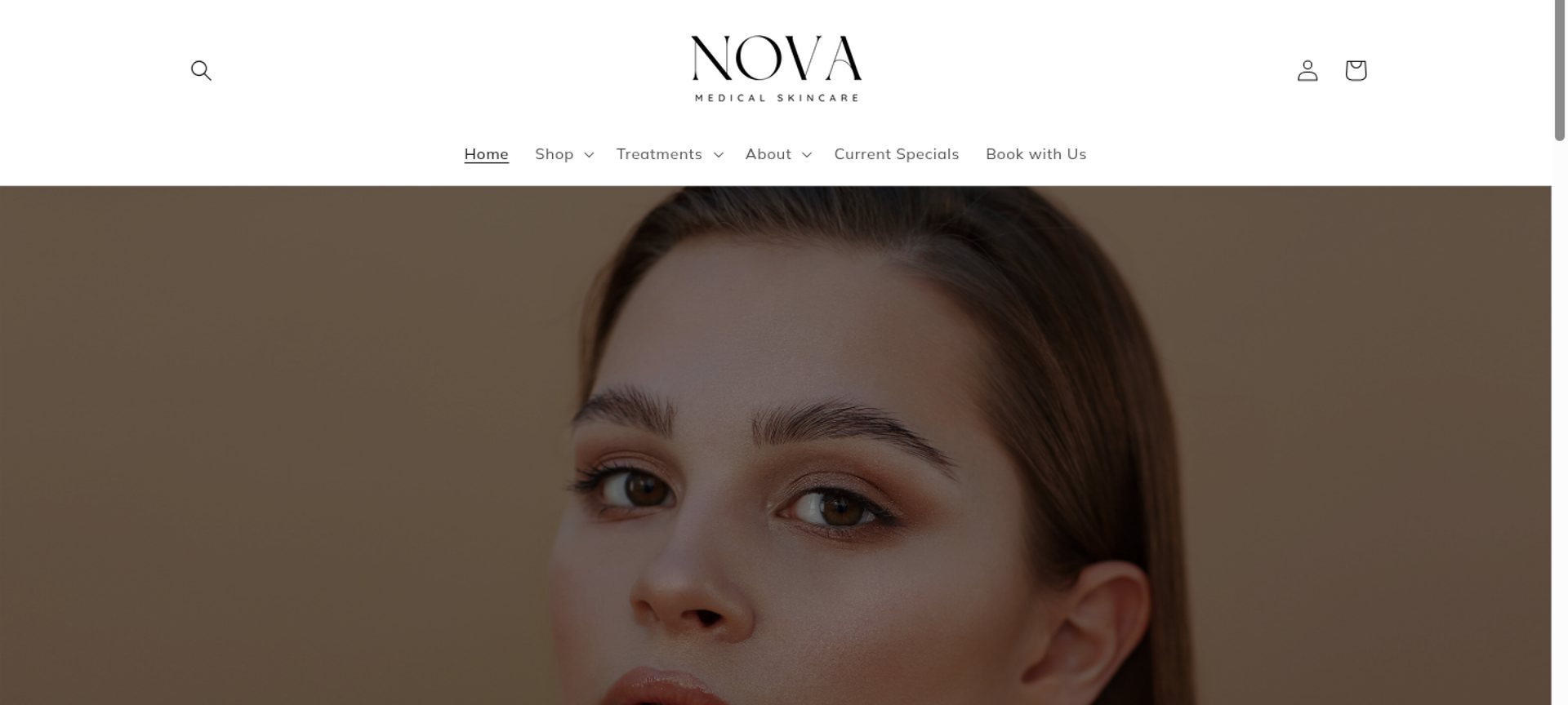 Nova Medical Skincare homepage editorial photography