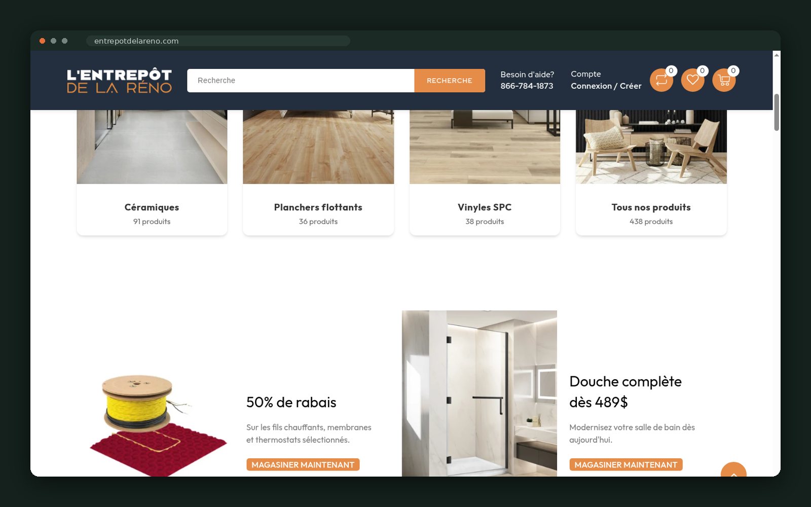 Shop by category tiles and promotions