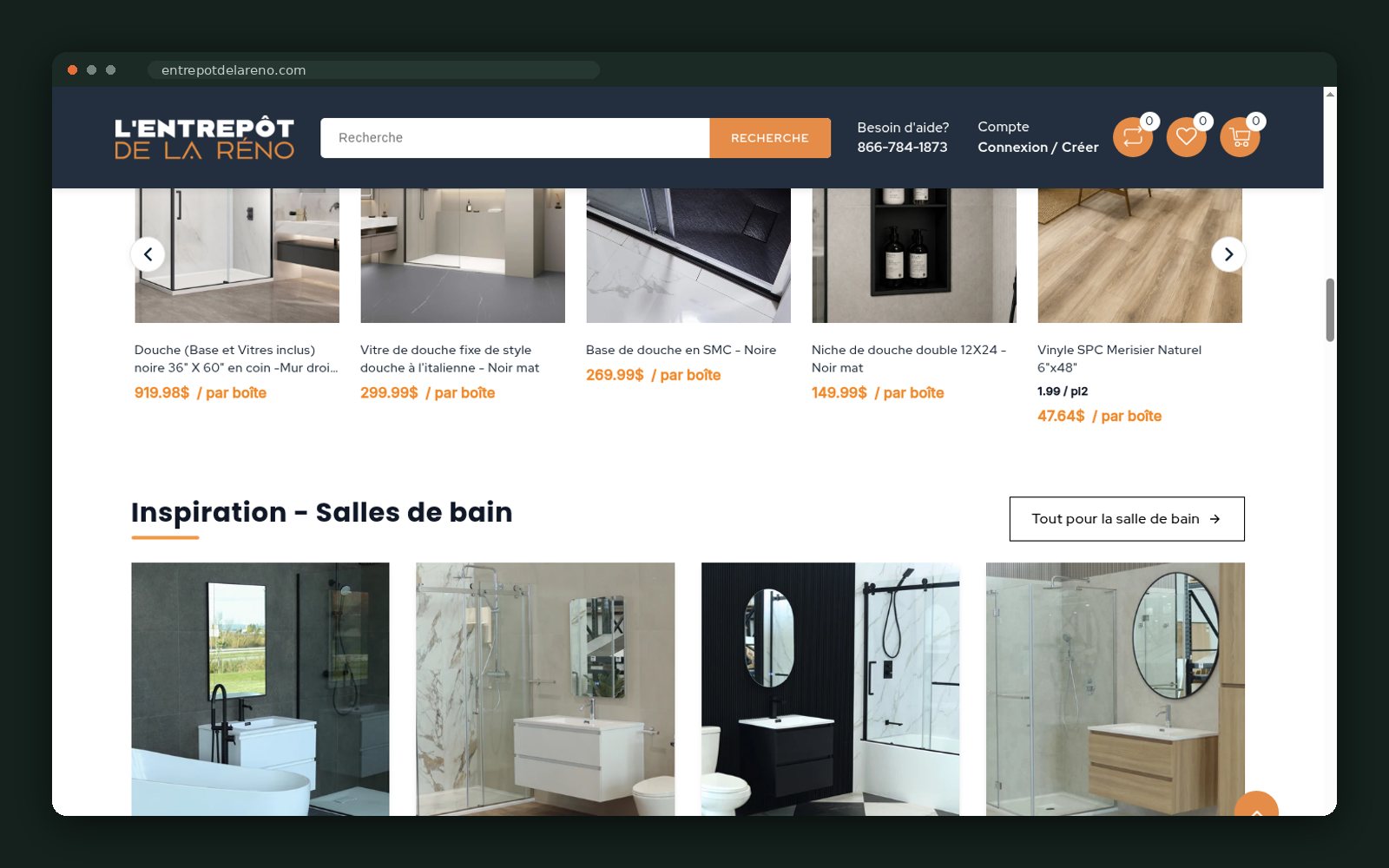 Entrepôt de la Réno website — screen 5
