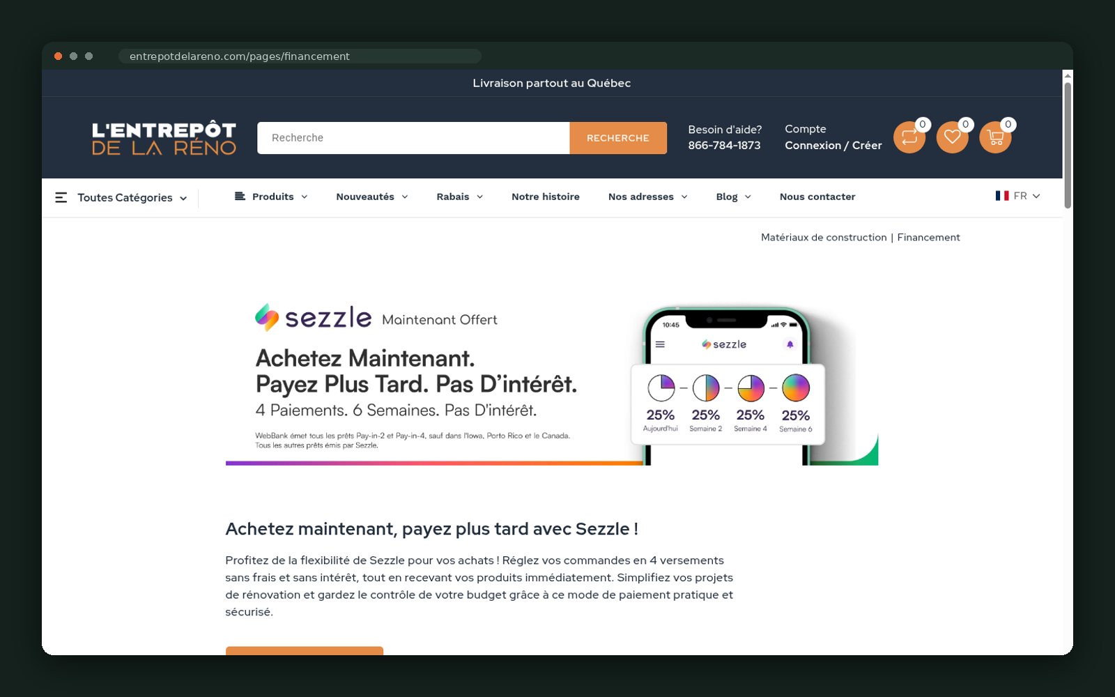 Financing options page