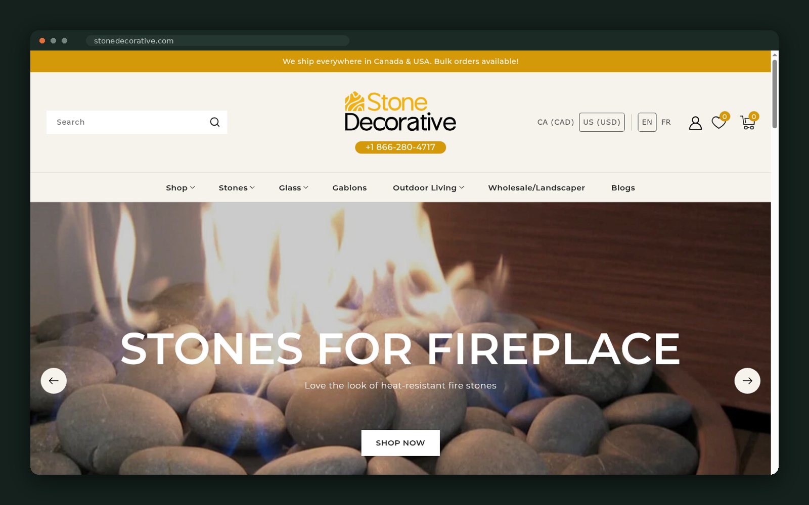 Stone Decorative website — screen 1