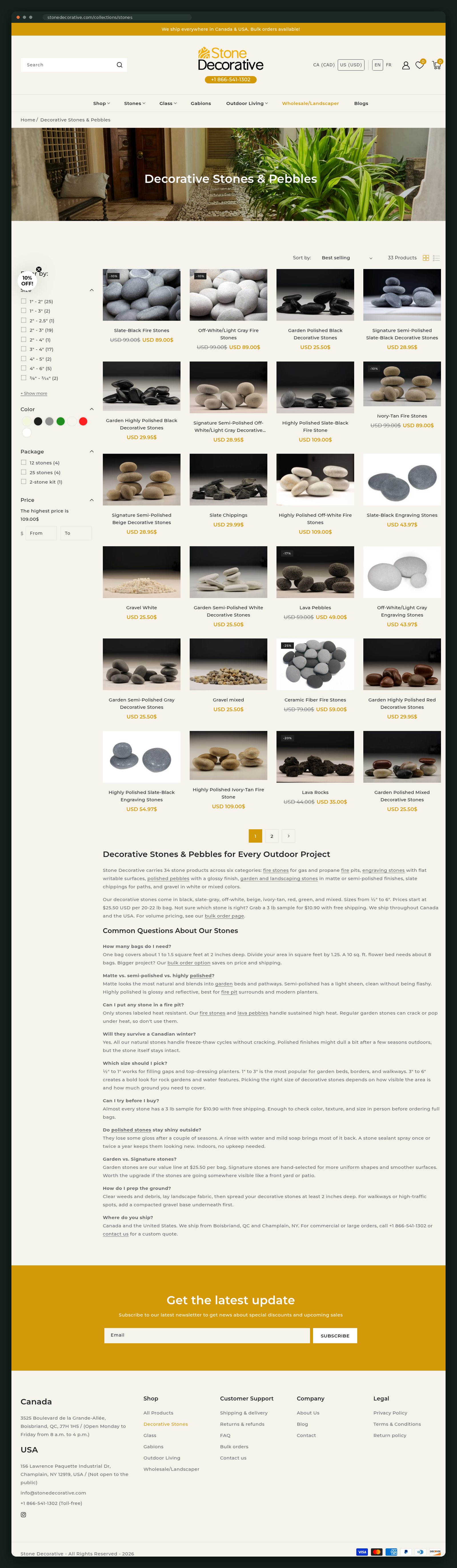 Stone Decorative website — screen 2