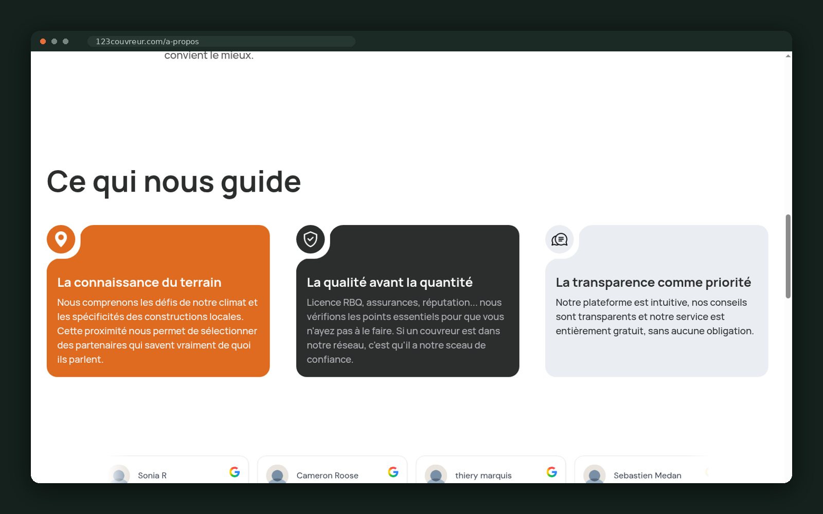 What guides us: local knowledge, quality, transparency