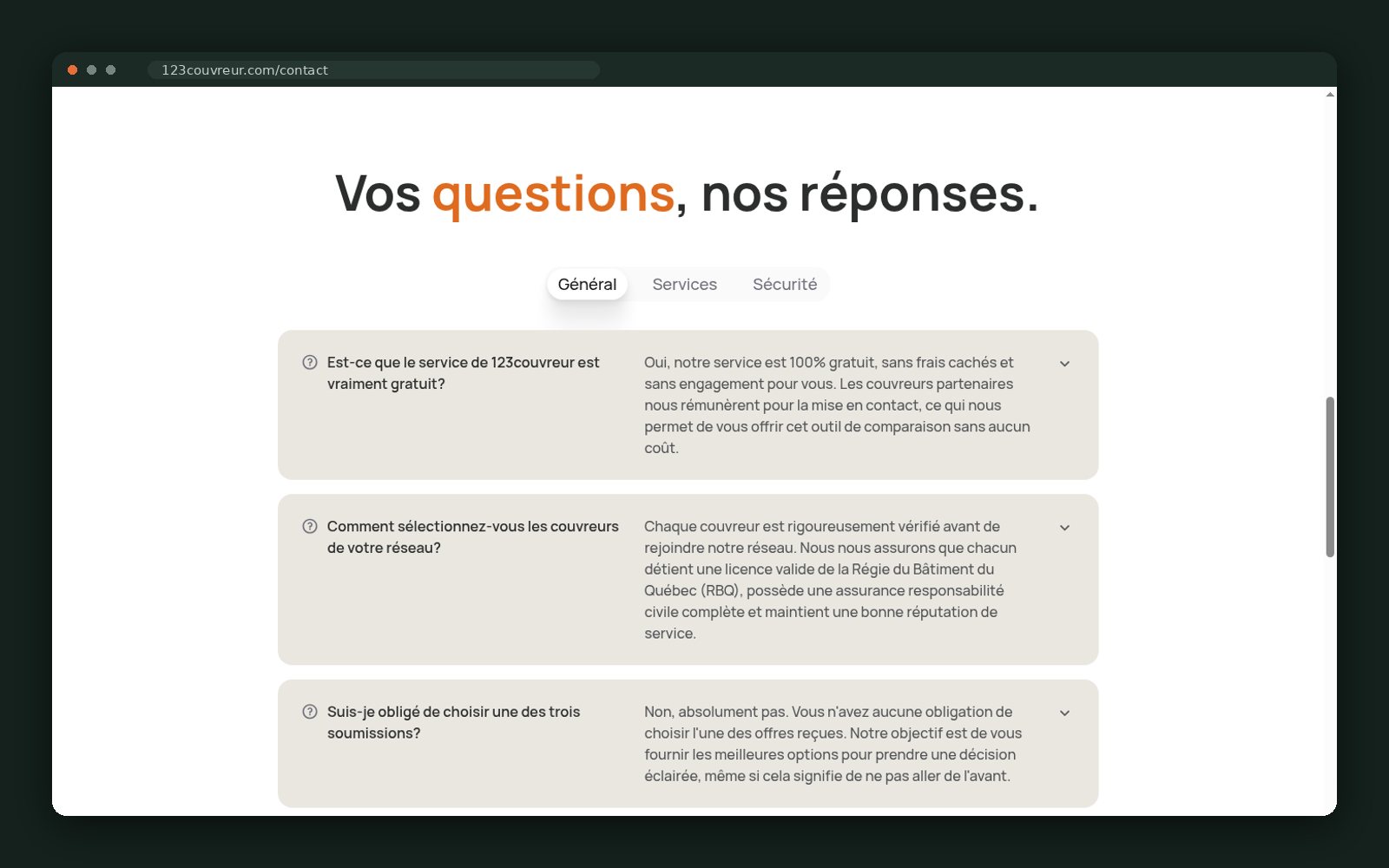Questions and answers, grouped by theme