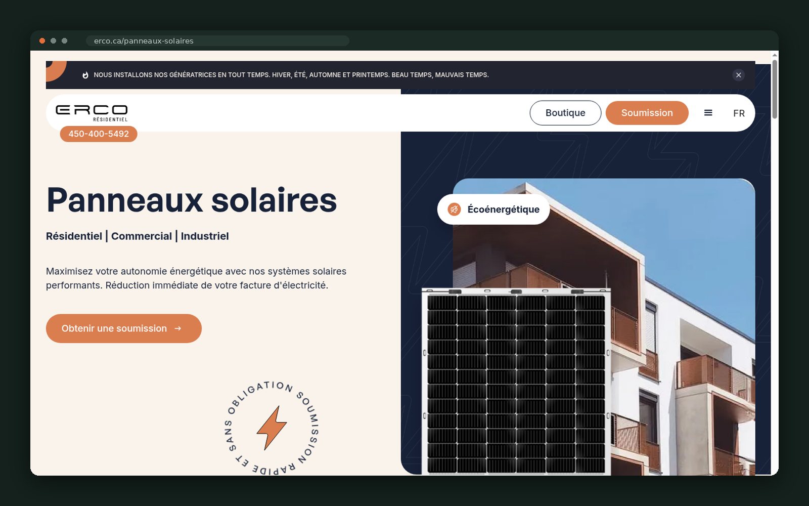 Solar panels service page