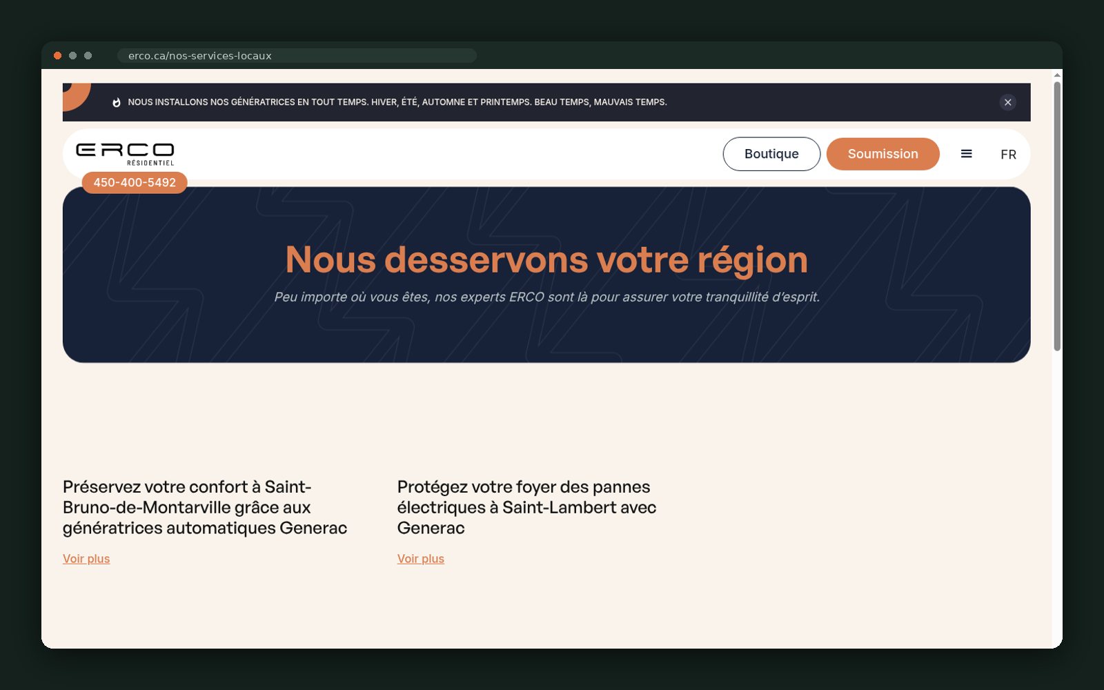 Local service pages by municipality
