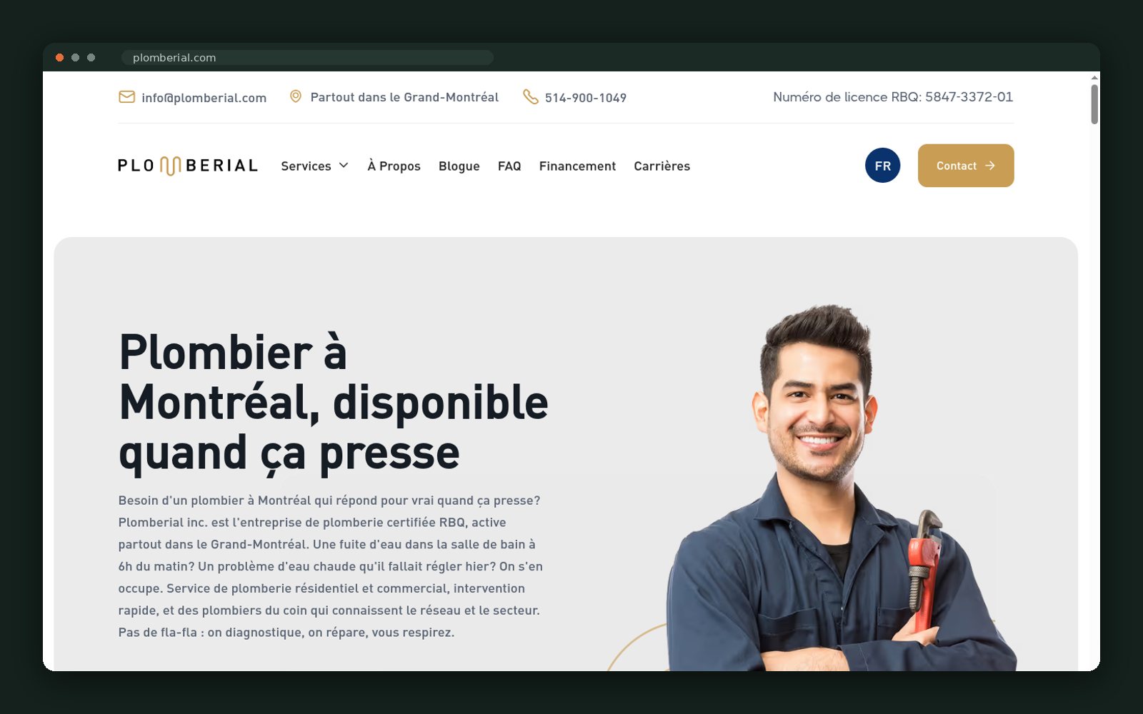 Plomberial website — screen 1