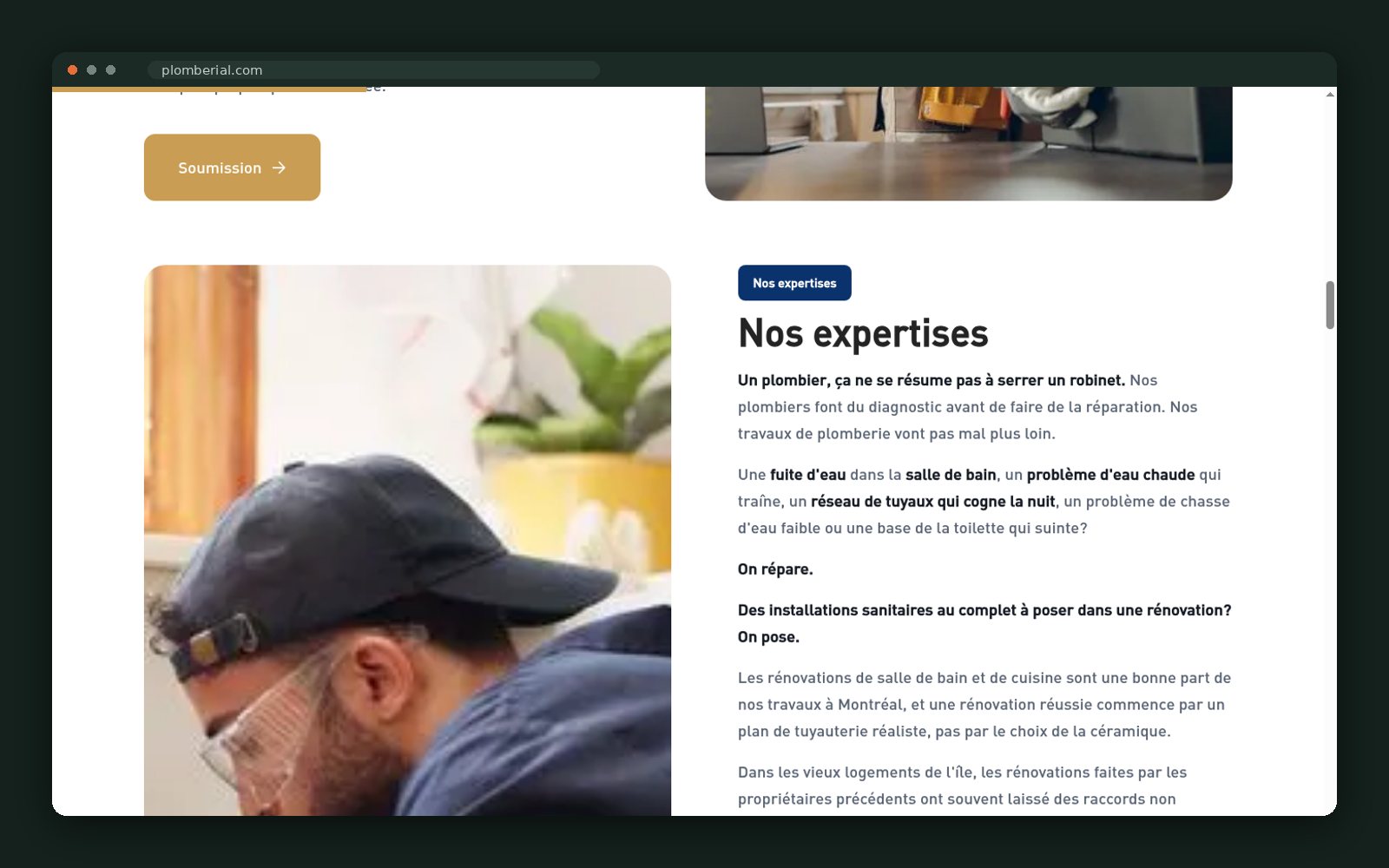 Expertise section written in plain French