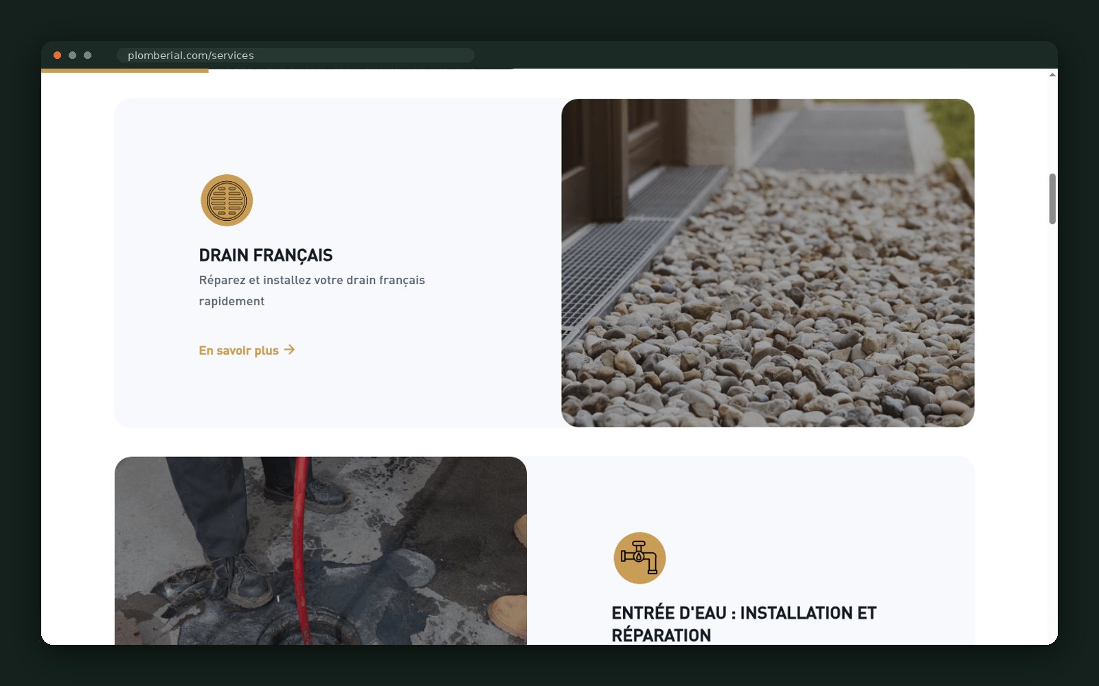 French drain, water entry, fixtures
