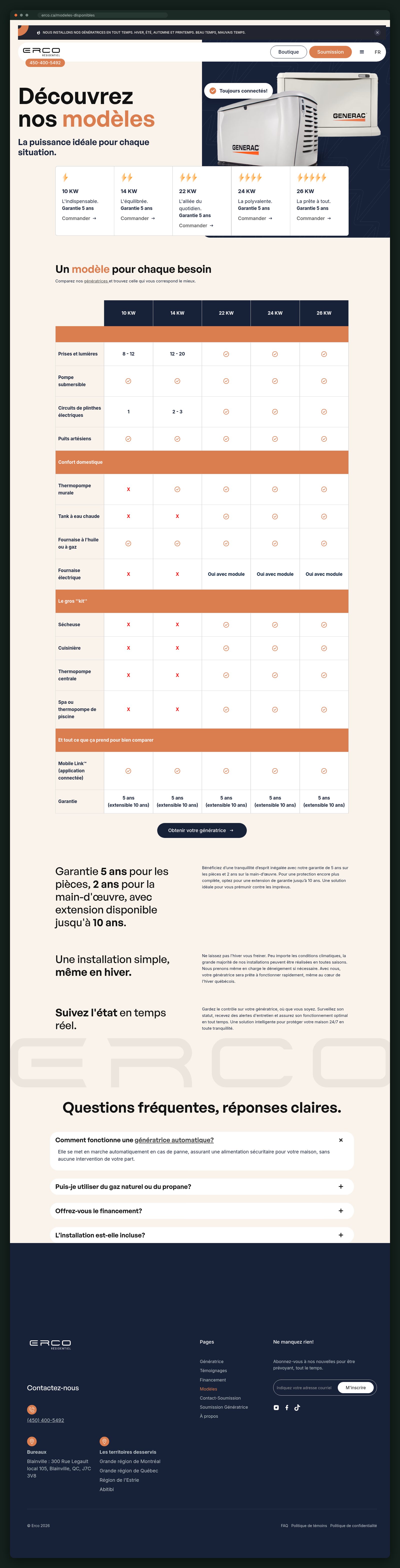 ERCO Résidentiel website — screen 3