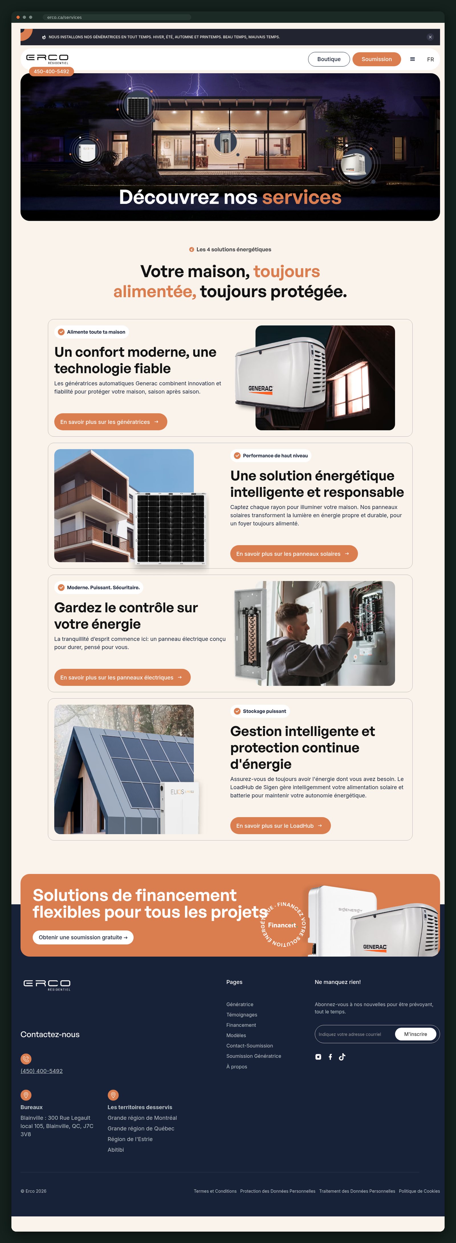 ERCO Résidentiel website — screen 2