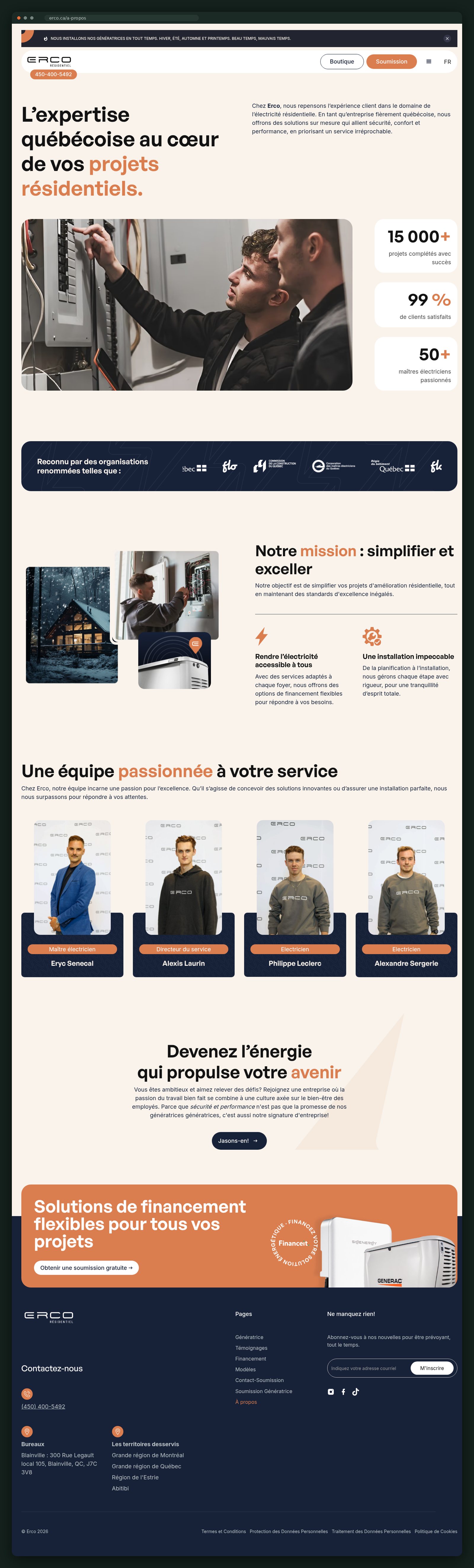 ERCO Résidentiel website — screen 5