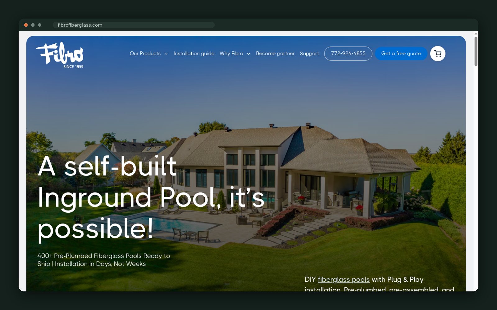 Fibro homepage — a self-built inground pool