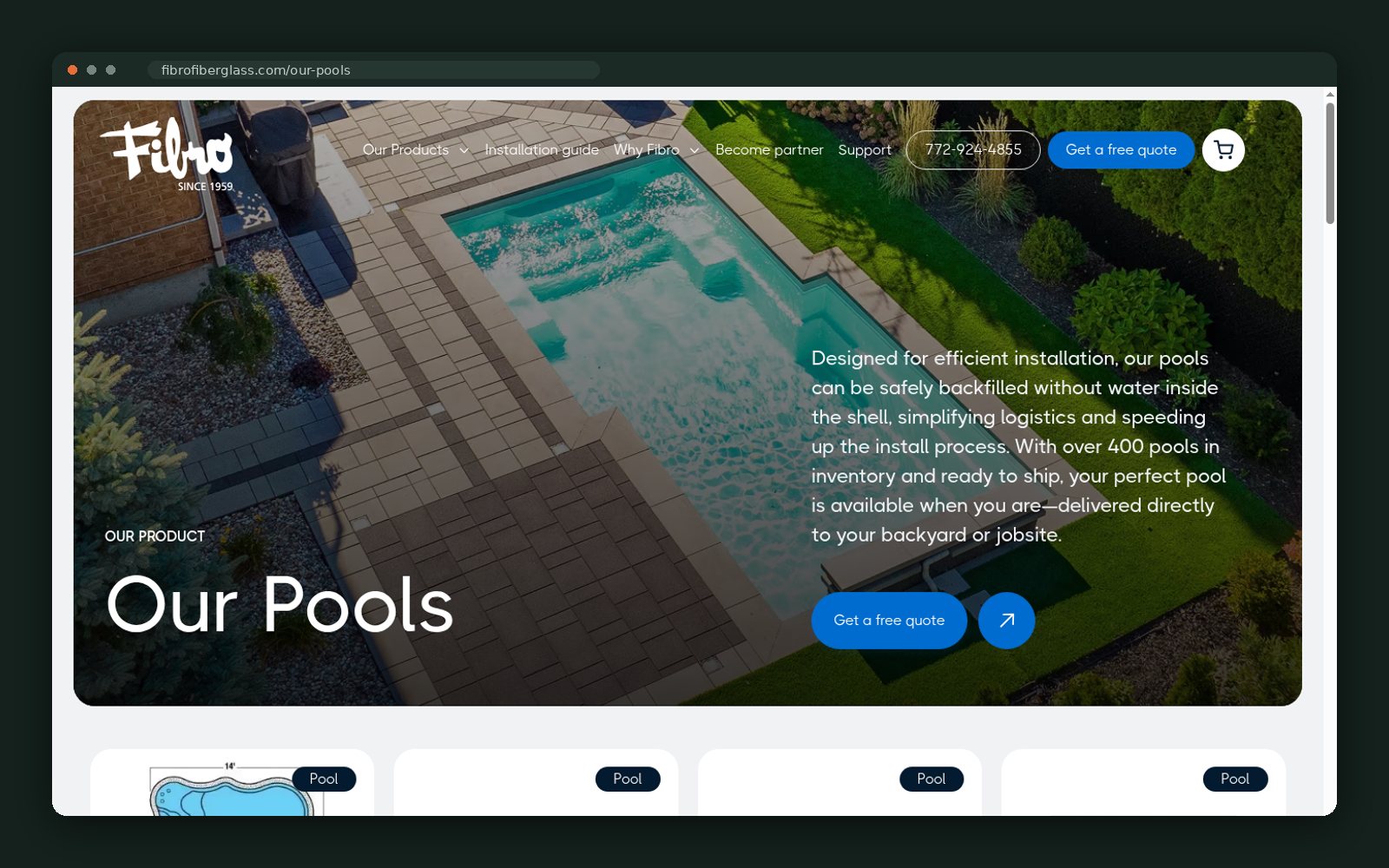 Our Pools product page