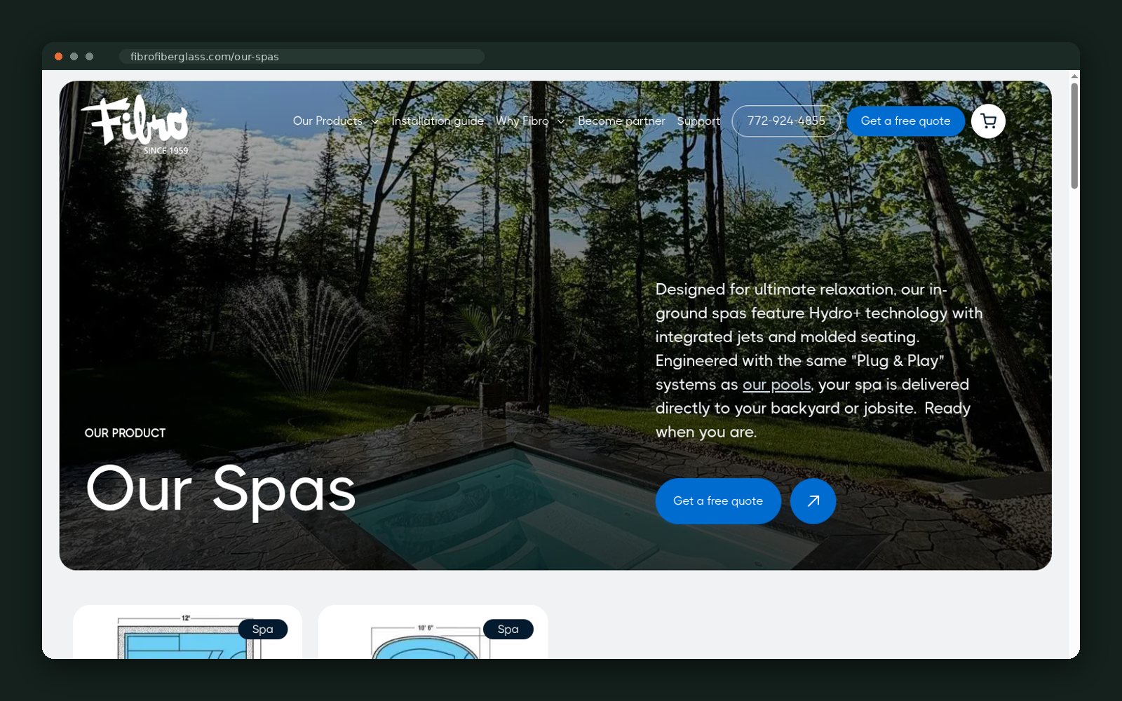 Our Spas product page