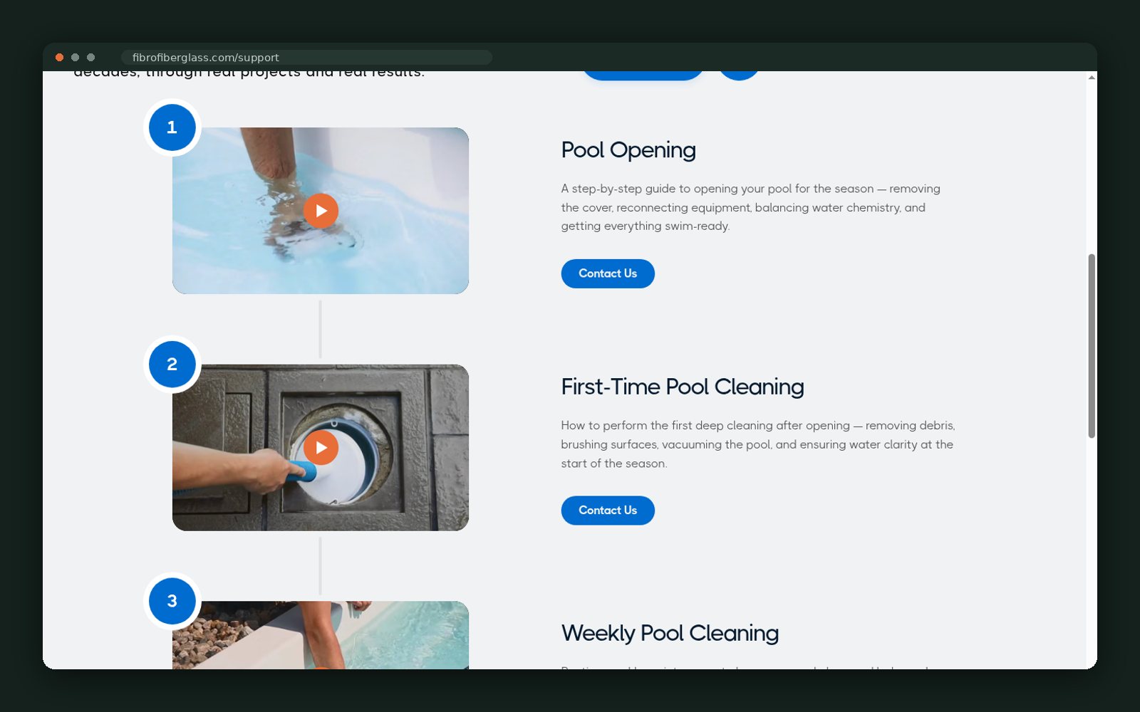 Pool maintenance video library