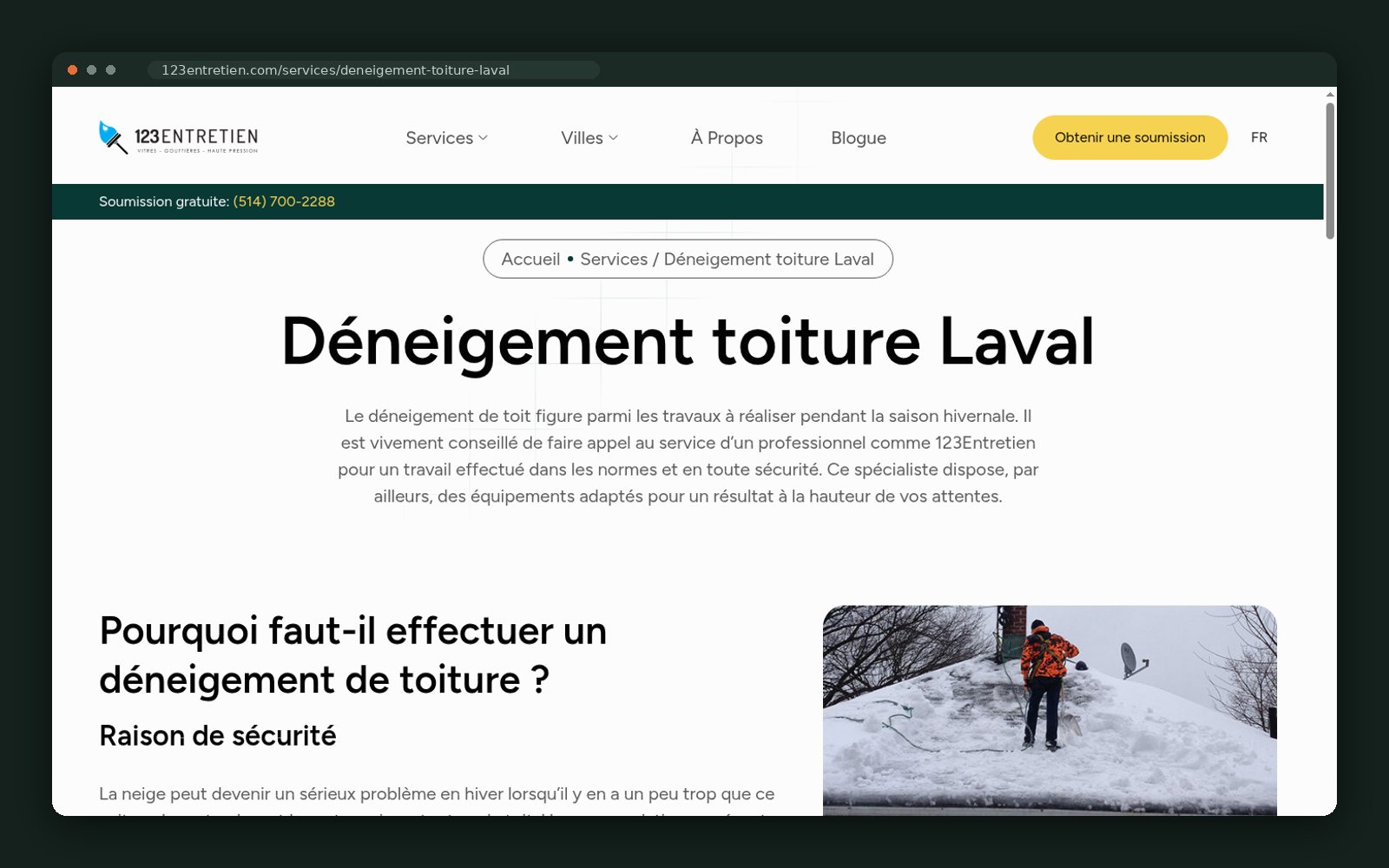 Roof snow removal Laval