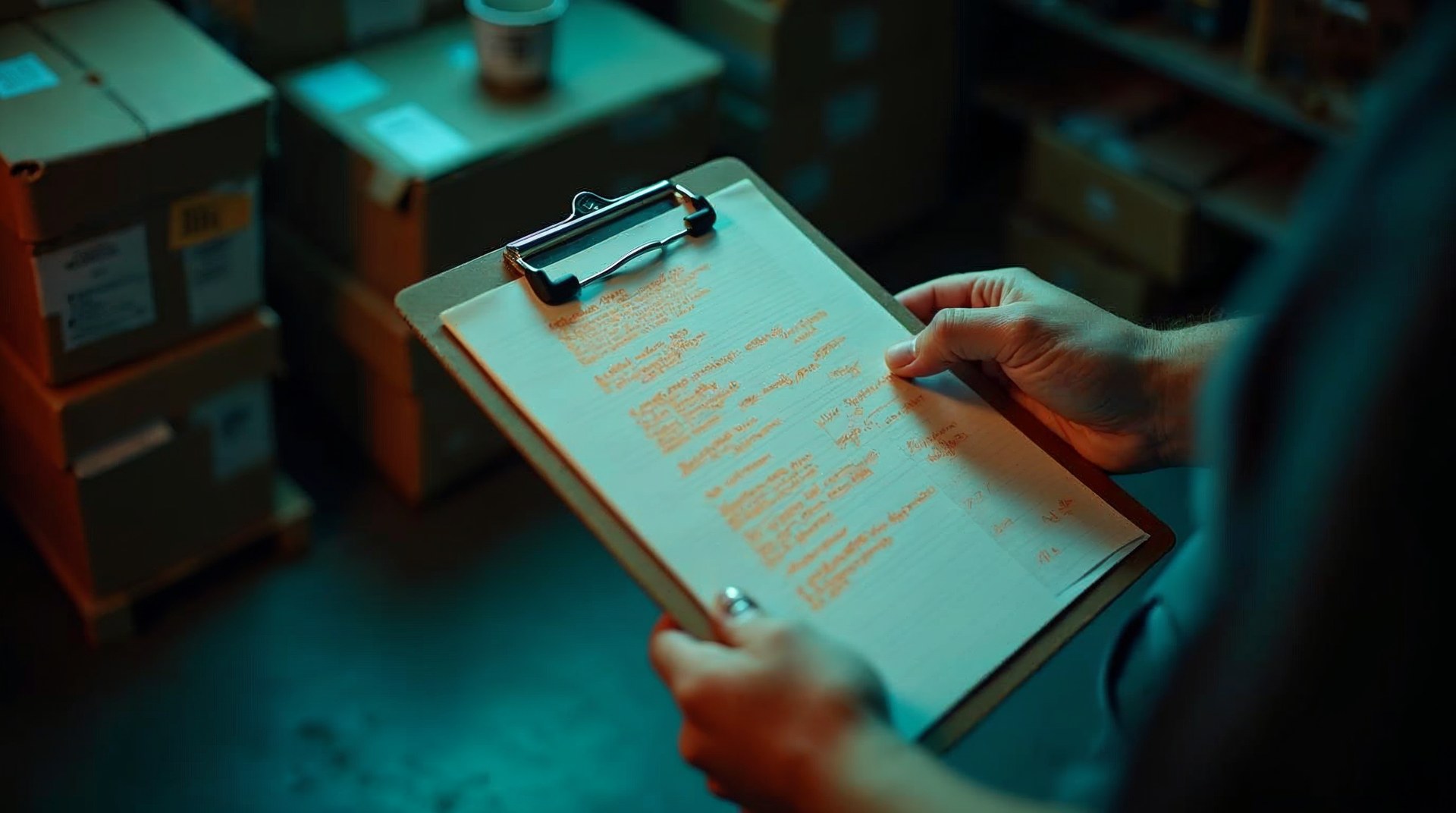 Shot list marked up before the shoot